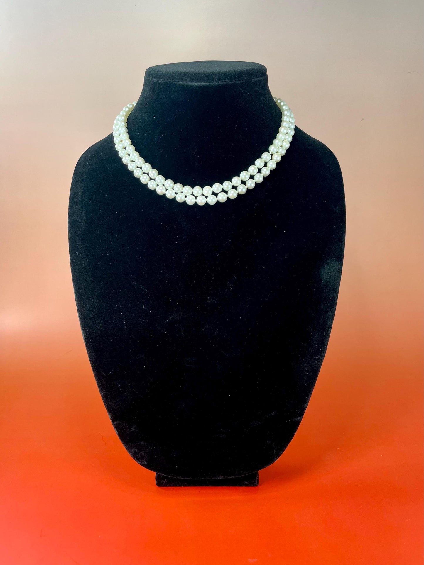 Double String Quality Pearl Necklace great value perfect gift - B