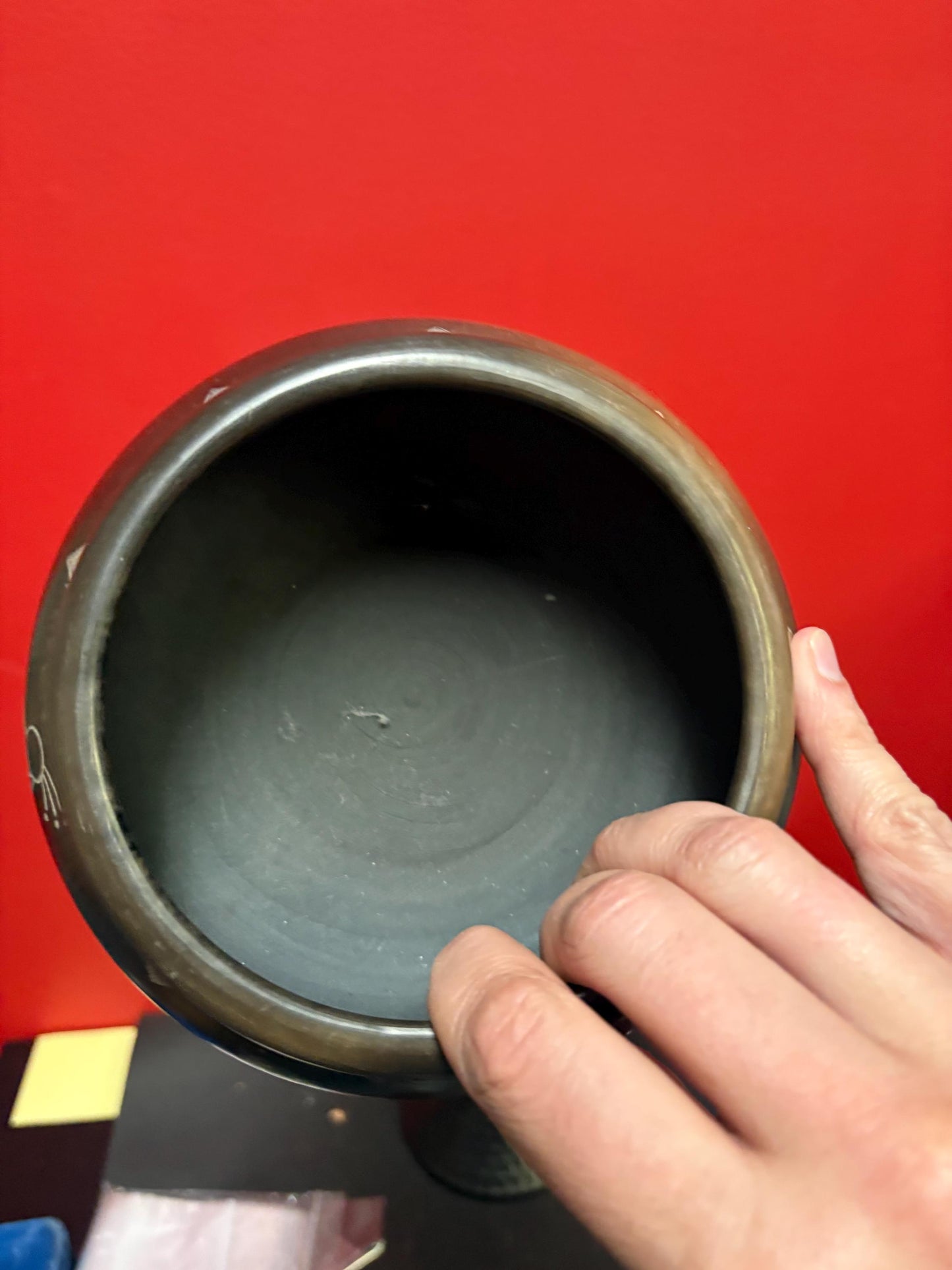 Exquisite 5 1/2 x 4 high antique Navajo Hopi handmade pottery bowl wonderful imagery and top quality southwestern American Navajo art