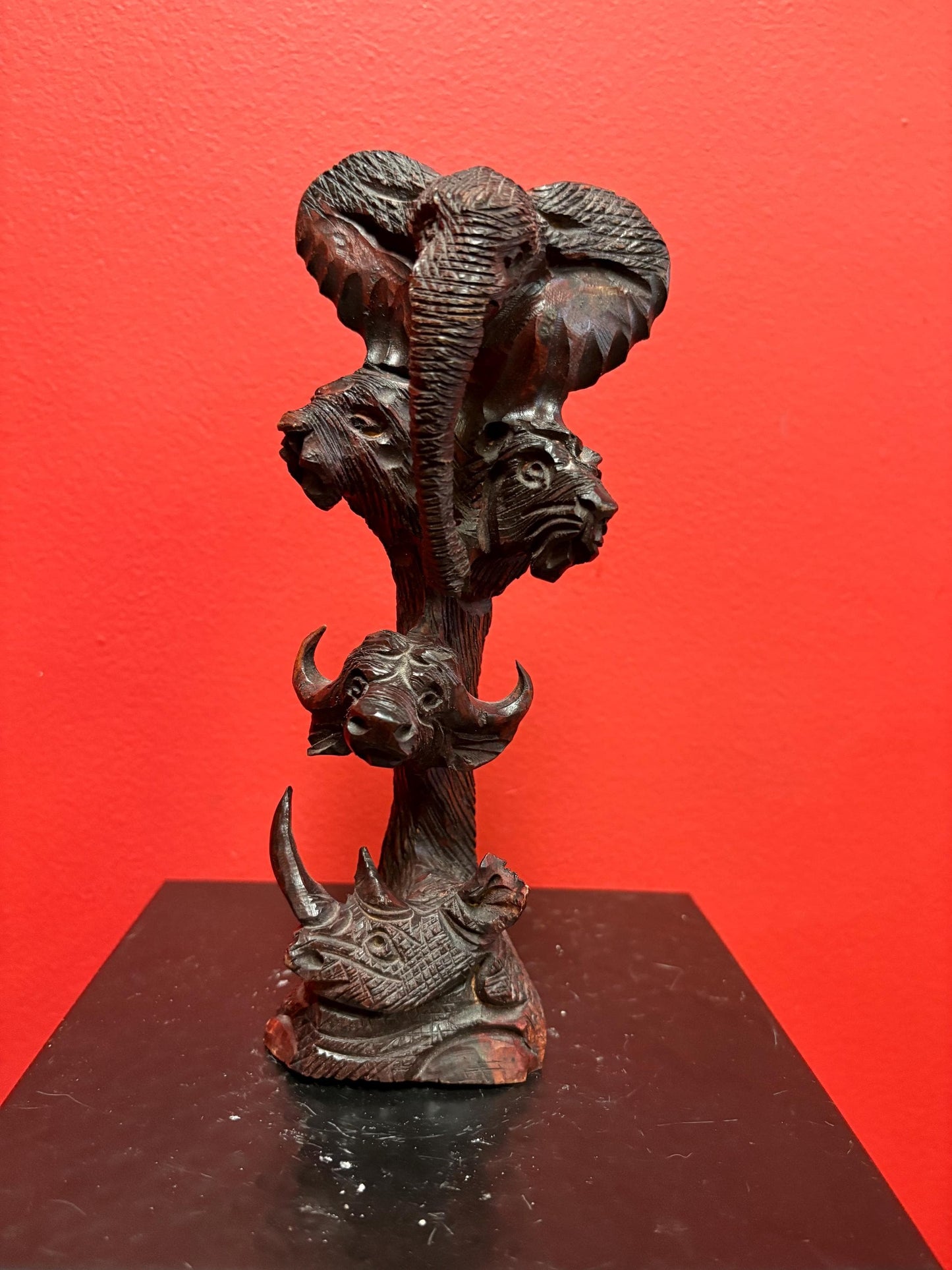 Beautiful African 9 inch wooden sculpture of the big five wonderful detail and great value perfect gift