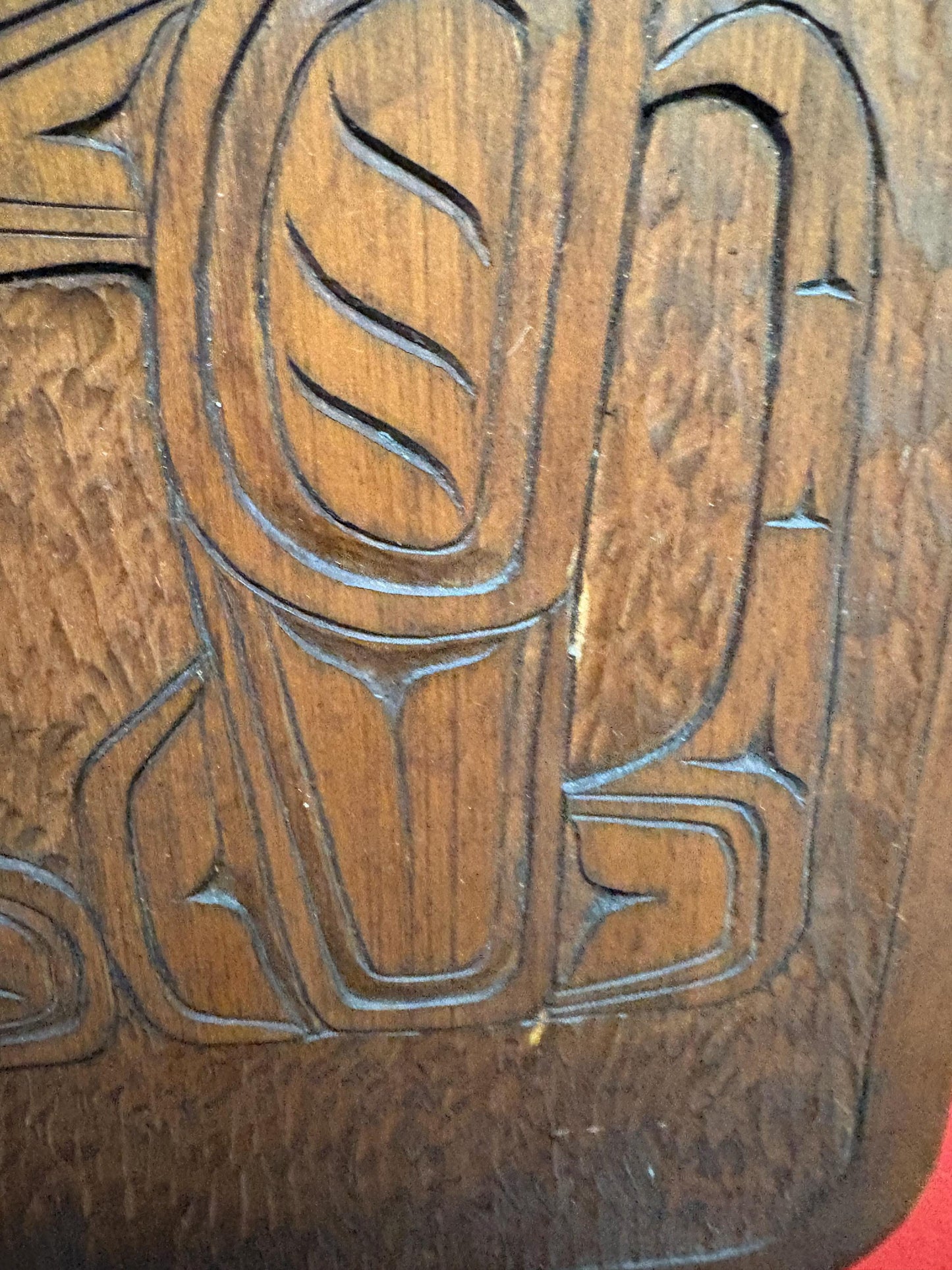 Cool Indigenous First Nations pacific north west 13 x 11 inch cedar plaque  signed  Haida wolf  great detail and quality  ready to hang