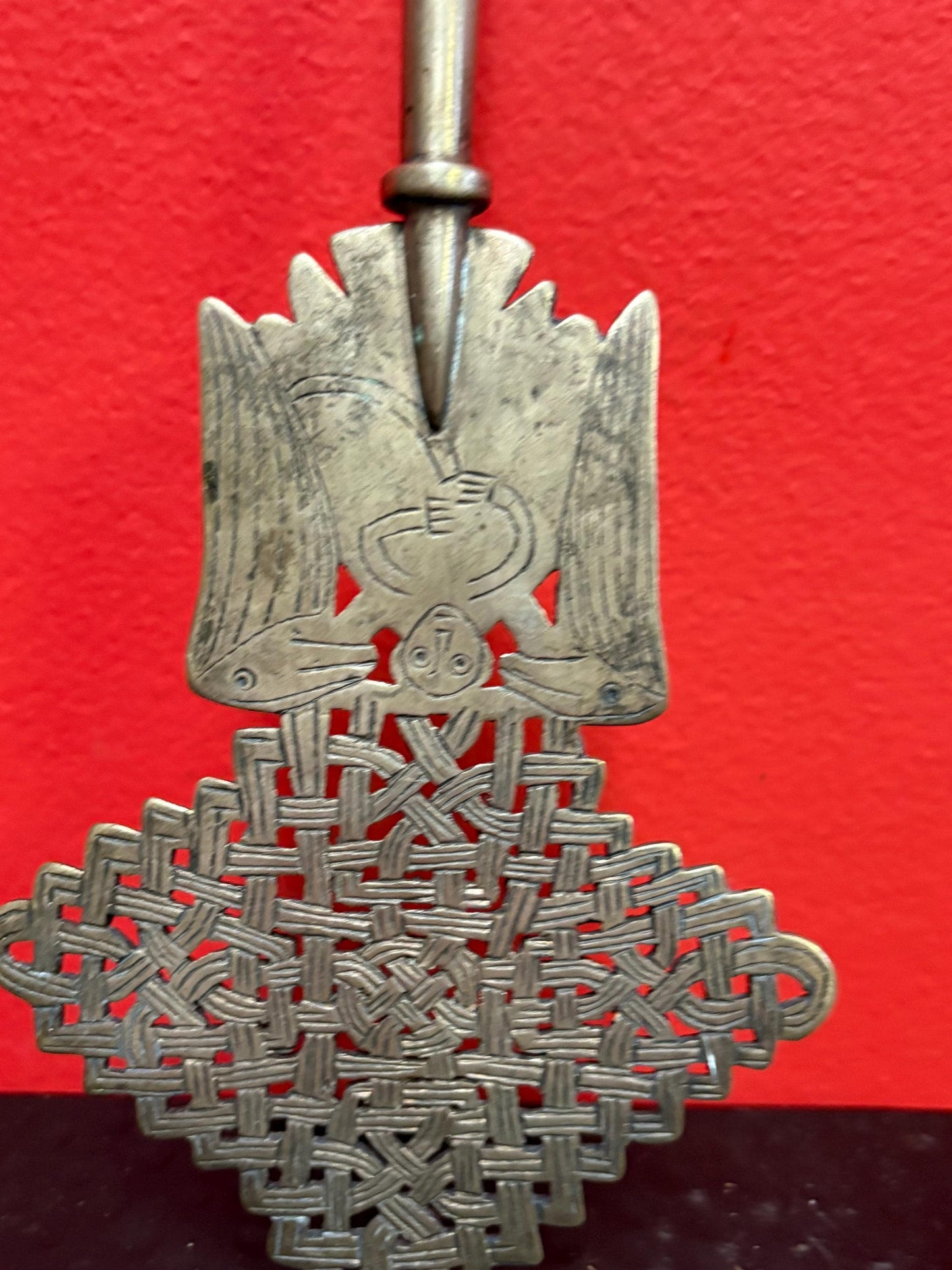 Wonderful Ethiopian silver 11 inch Coptic cross wonderful patina and great religious African piece