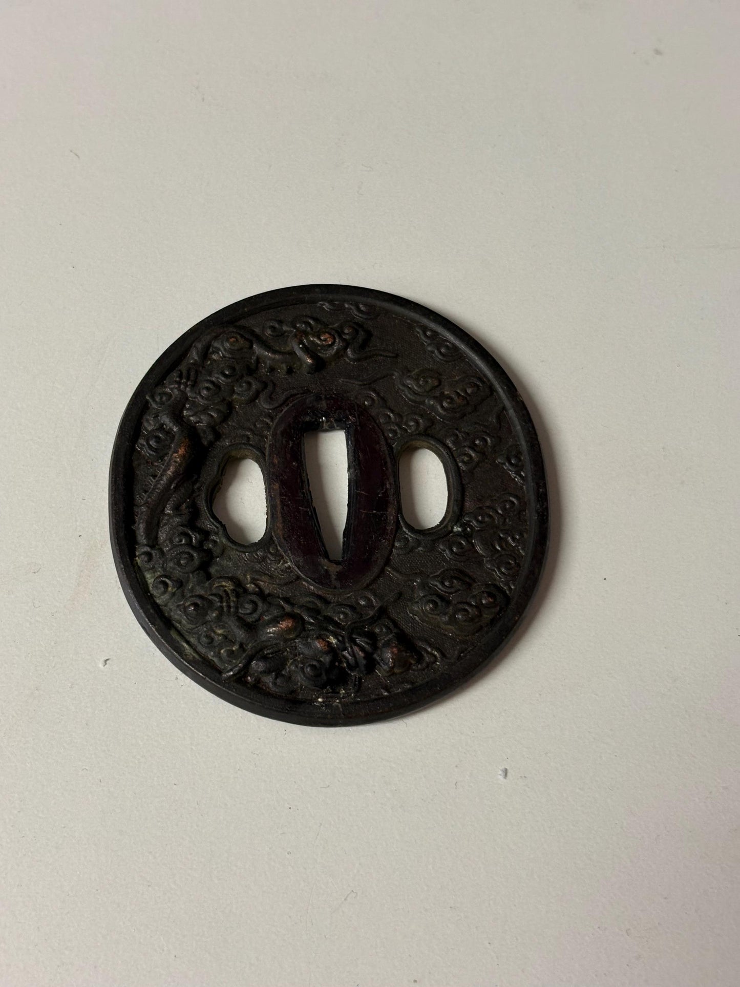 Wonderful 3 inch antique Japanese samurai tsuba nice condition - from large estate samurai - great patina