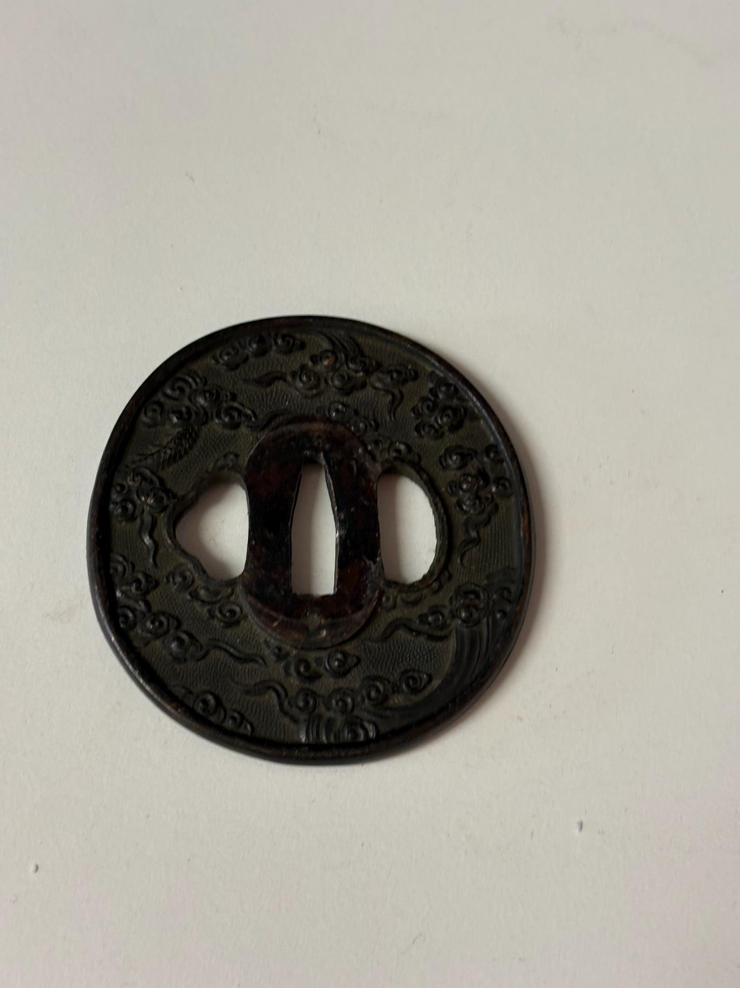 Wonderful 3 inch antique Japanese samurai tsuba nice condition - from large estate samurai - great patina