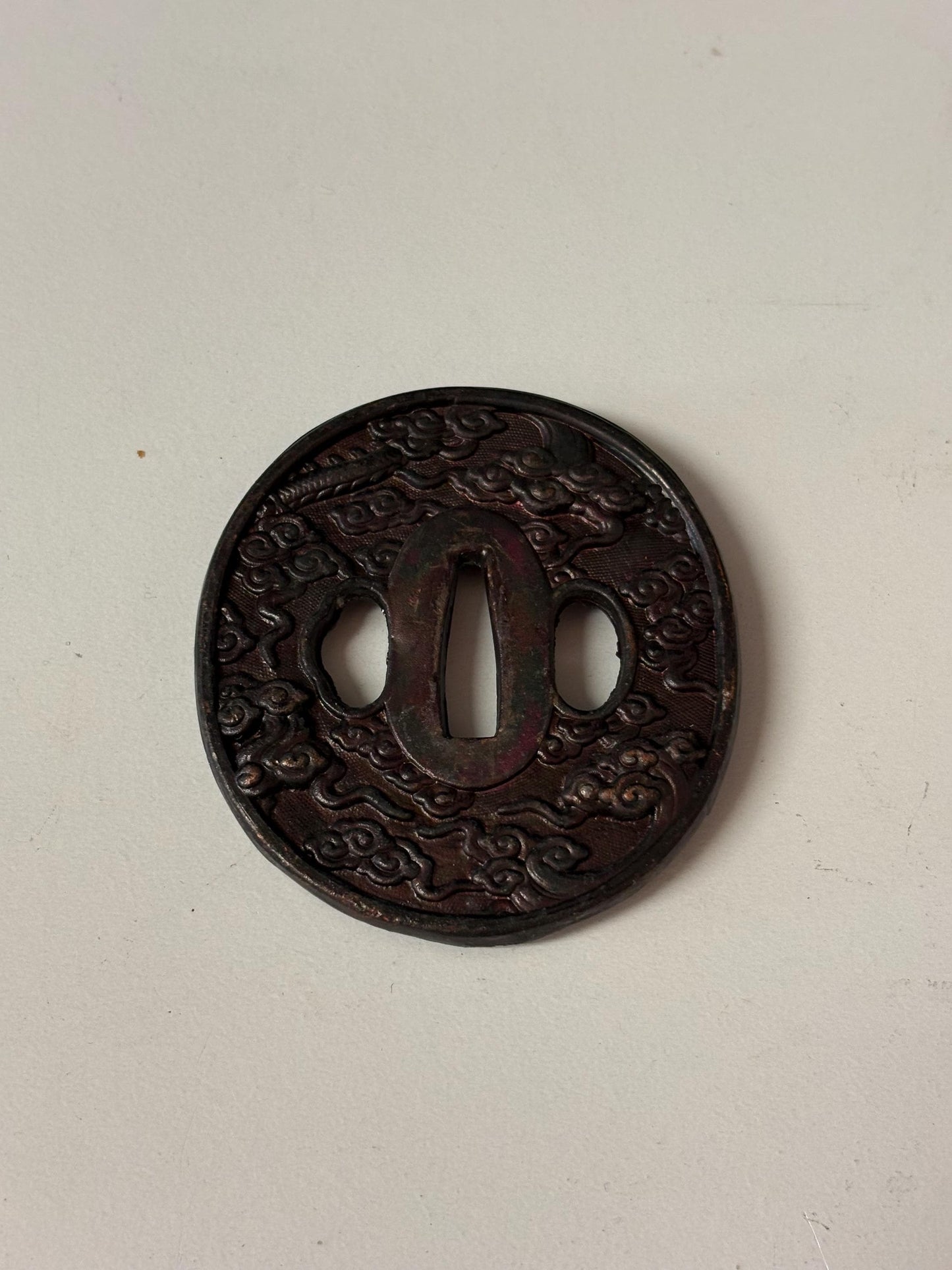 Wonderful 3 inch antique Japanese samurai tsuba nice condition - from large estate samurai - great patina