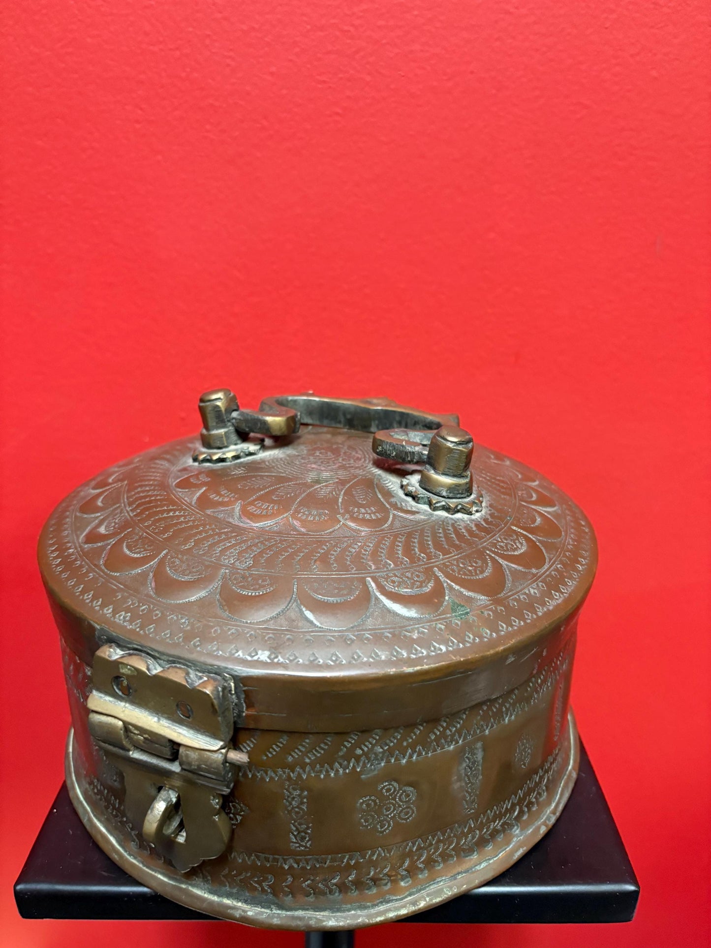 Stunning antique Persian copper and brass box wonderful patina wow 8 x 8 x 4 high