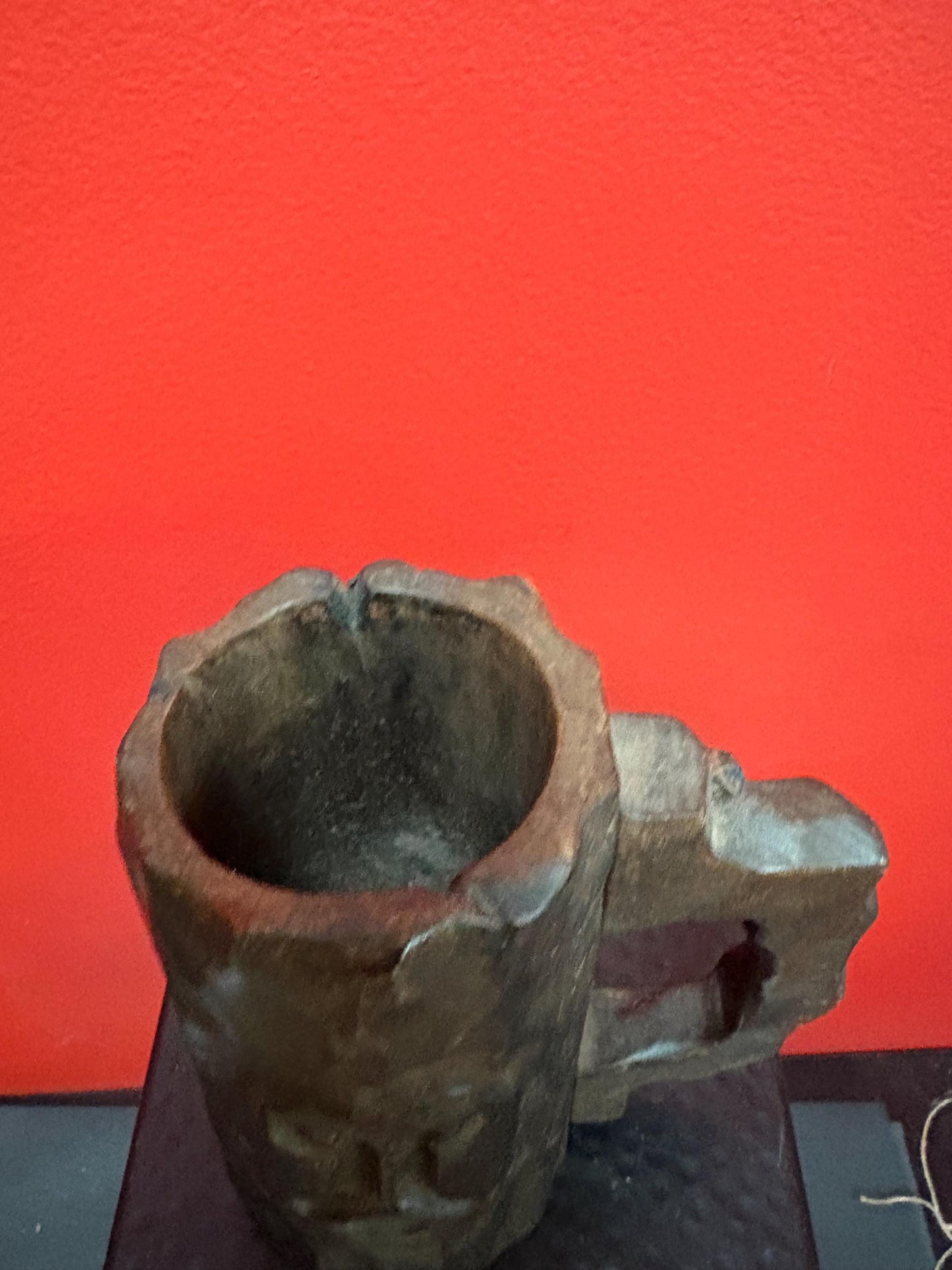 early  indigenous first nations carved wooden mug 7.5 inches tall  super unique  wow piece