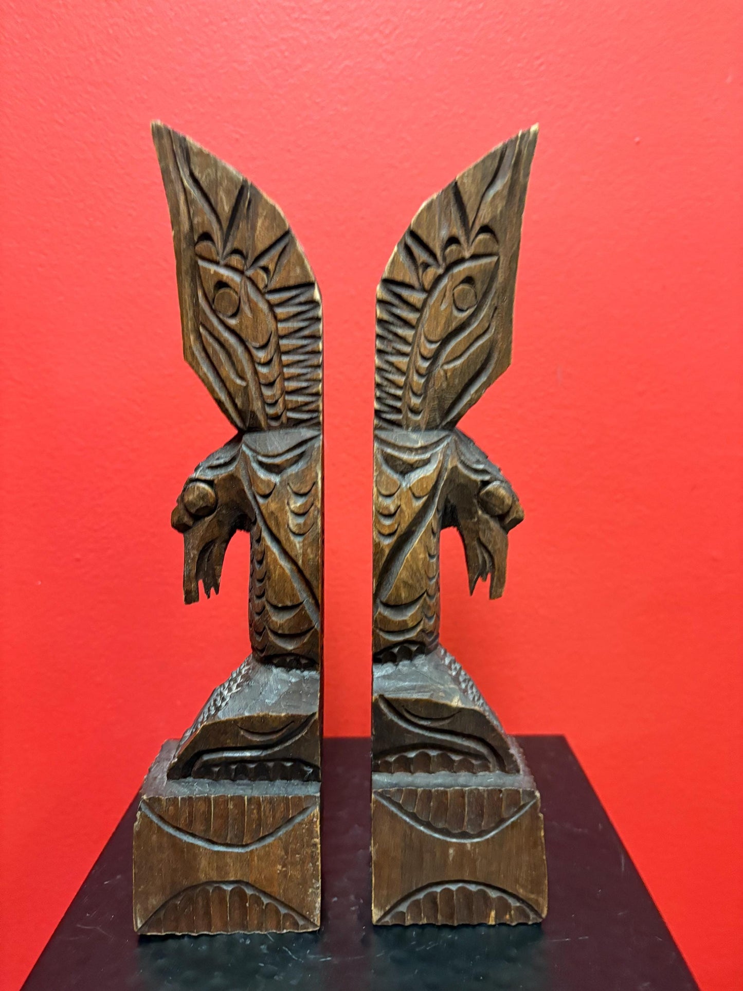 Beautiful pair of indigenous first nations Vancouver Island Eagles  bookends or gift one  nanaimo Chris John - wow - 9.5 inches high