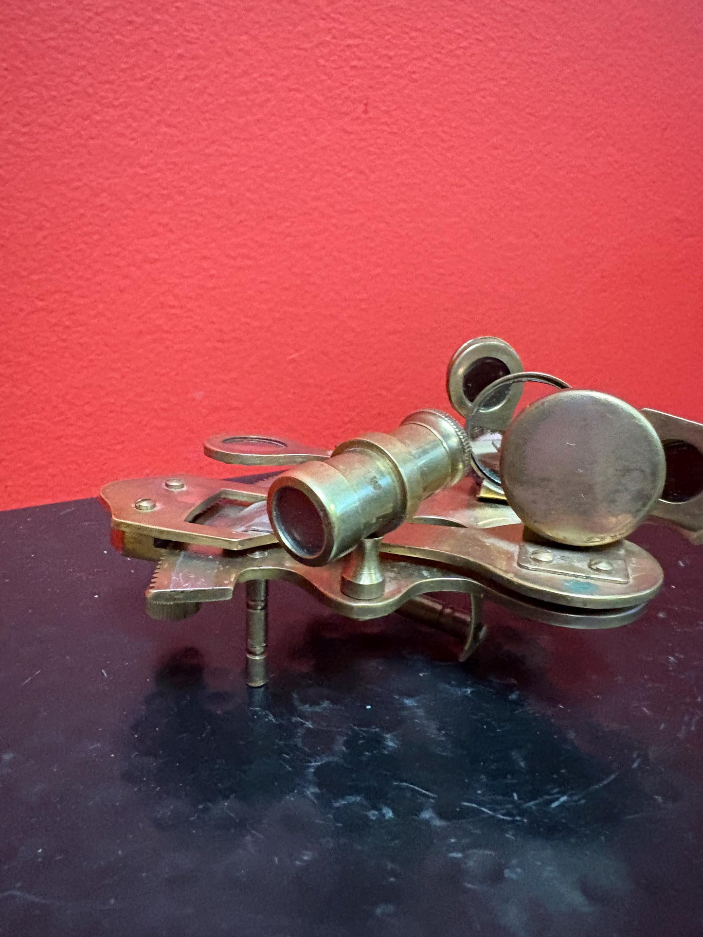 Beautiful 4.5 inch antique brass sextant seem to work wonderful condition wow