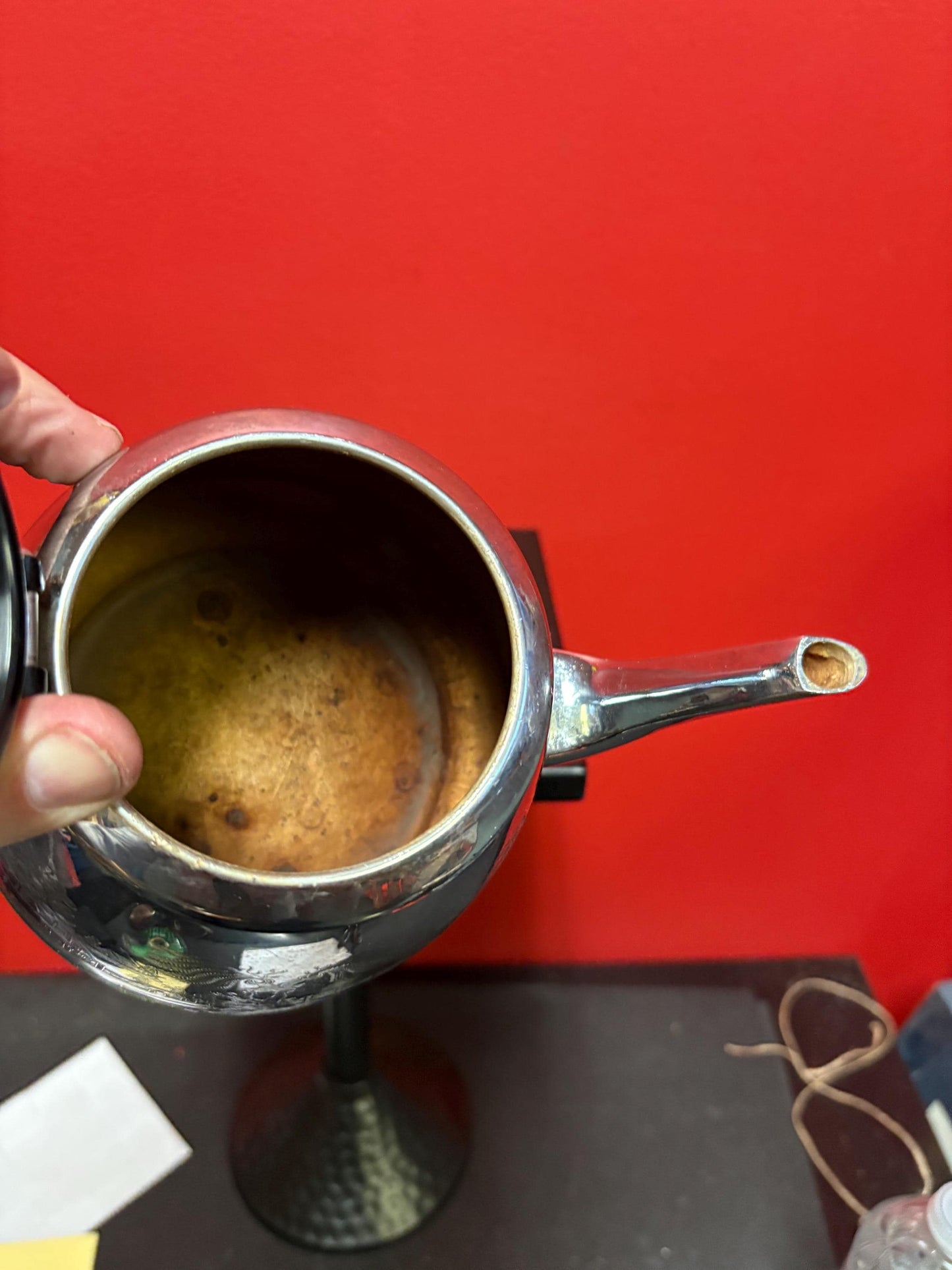 Lovely Willow Ware vintage chrome teapot - 8 x 5 tall and ready to use see photos Unusual cool piece