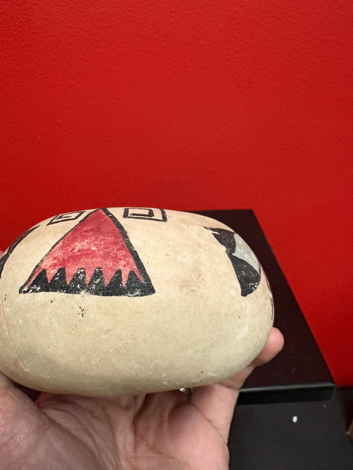 Navajo pottery - early 19 century 2.5 inch high by 3 inch wide American Navajo handmade pottery vessel great imagery museum quality