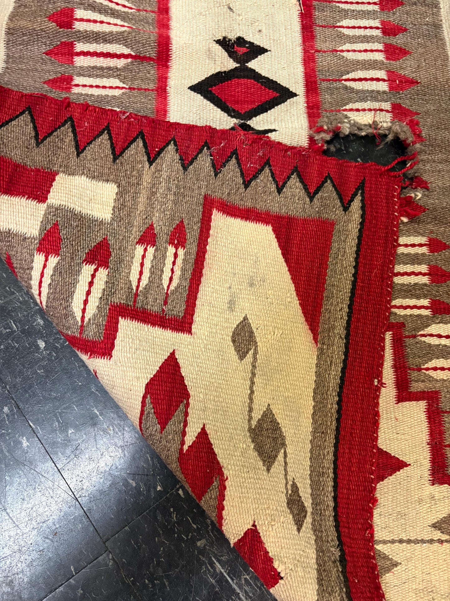 rare 68 x 34 inch early 19 century American indigenous First Nations woven trade blanket with damage important piece of navajo history -