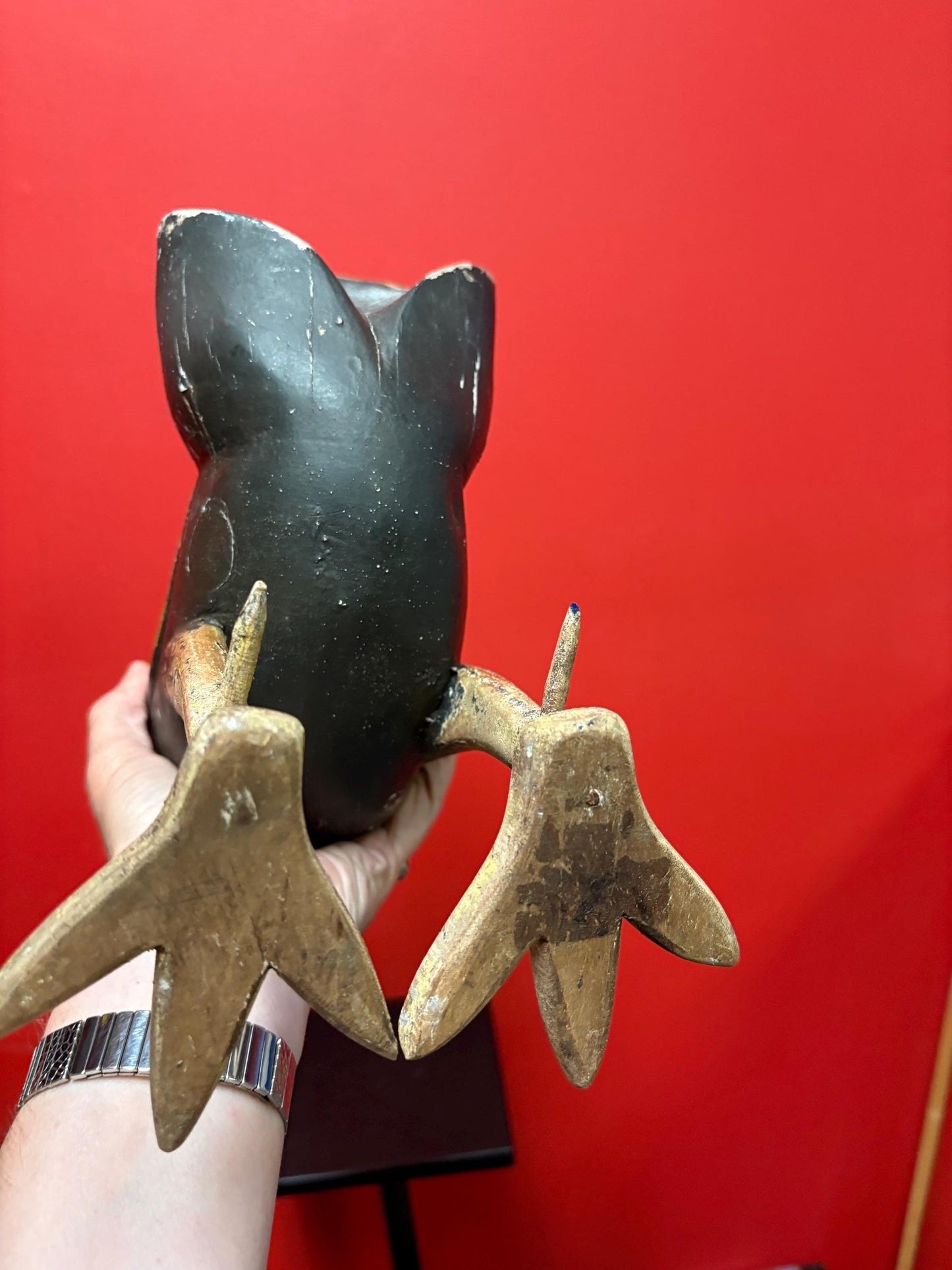 Beautiful folk art 18 inch tall rooster wooden statue  great colours  perfect for home decor or gift  cock-a-doodle-doo