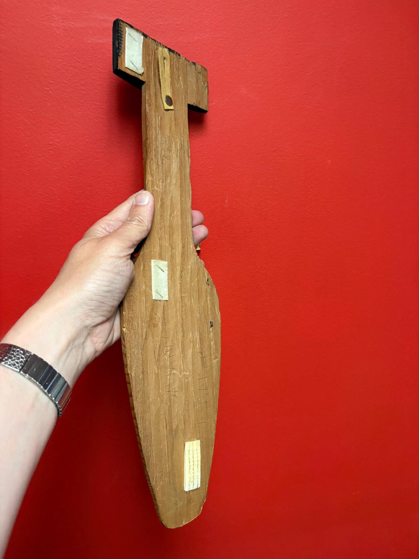 Beautiful indigenous first nations Pacific Northwest coast Neil Baker polychrome painted cedar paddle great detail 17 x 5 wide