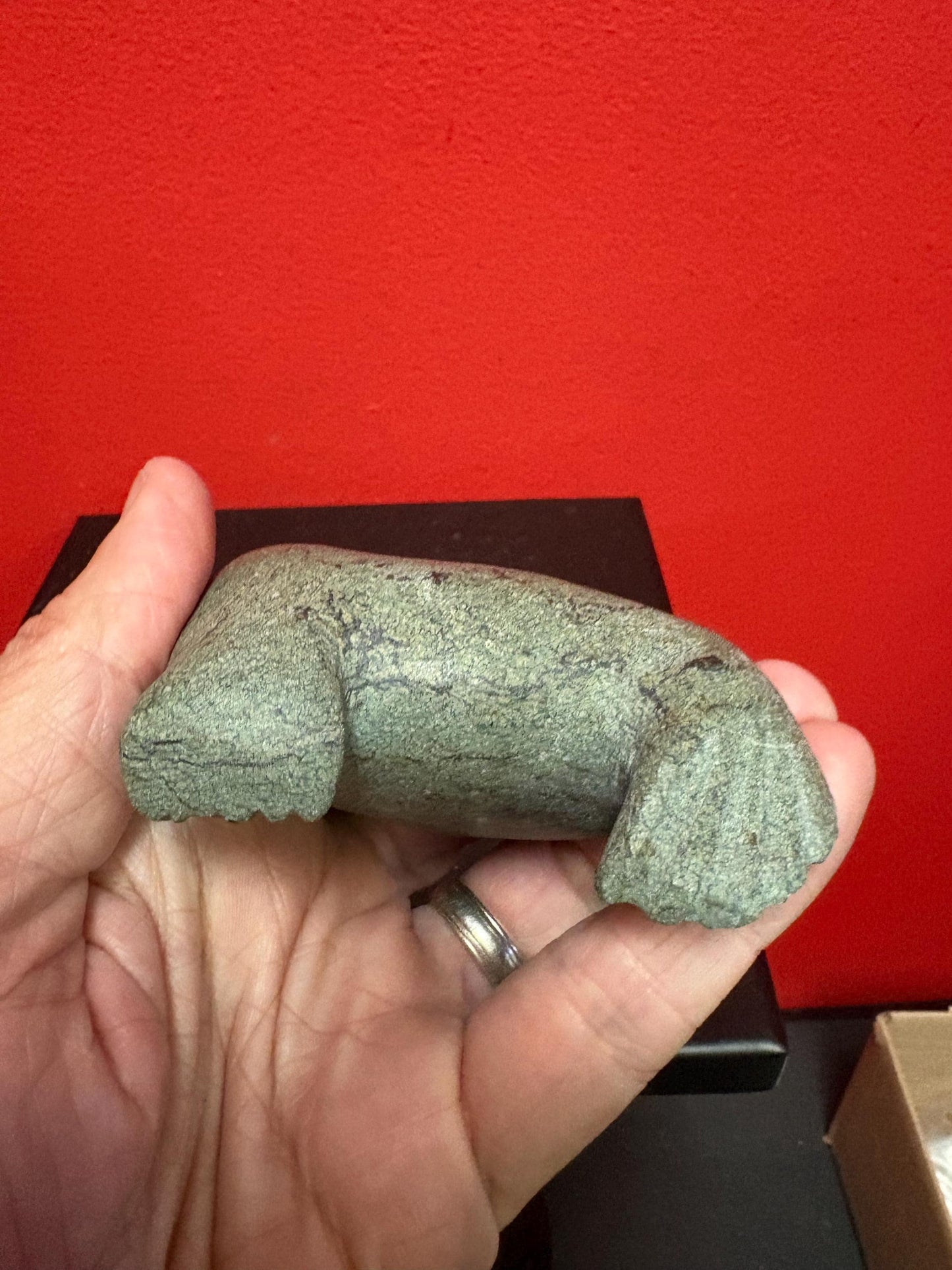 Antique 5 inch long authentic carved Inuit soap stone carved seal - B