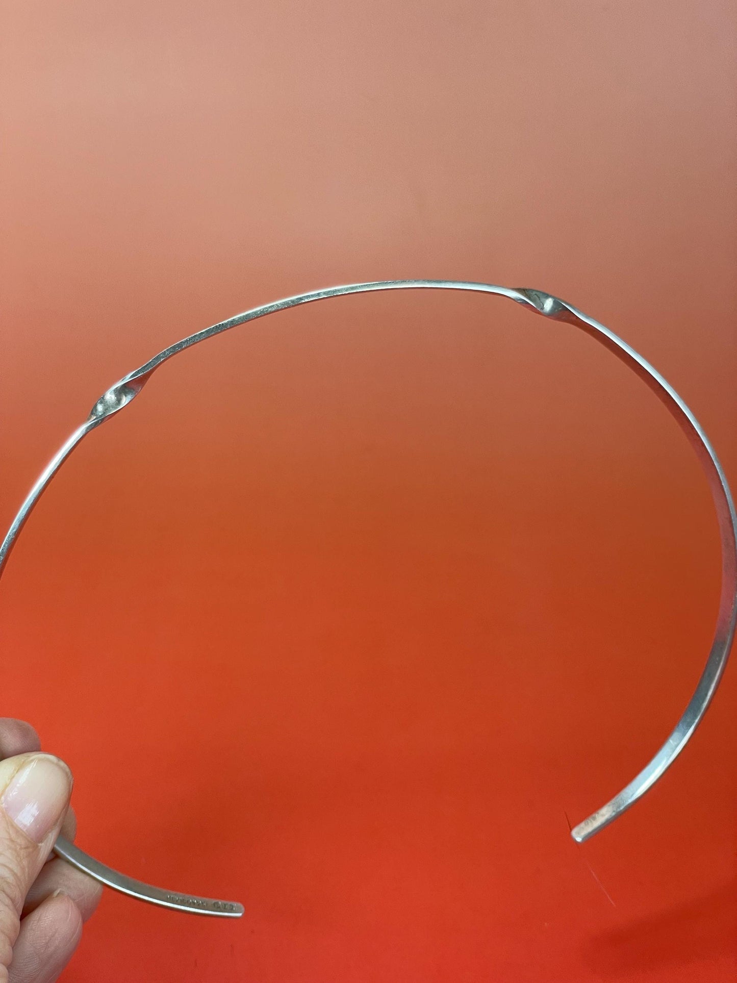 Stamped Mexican Sterling Silver Choker Necklace - B