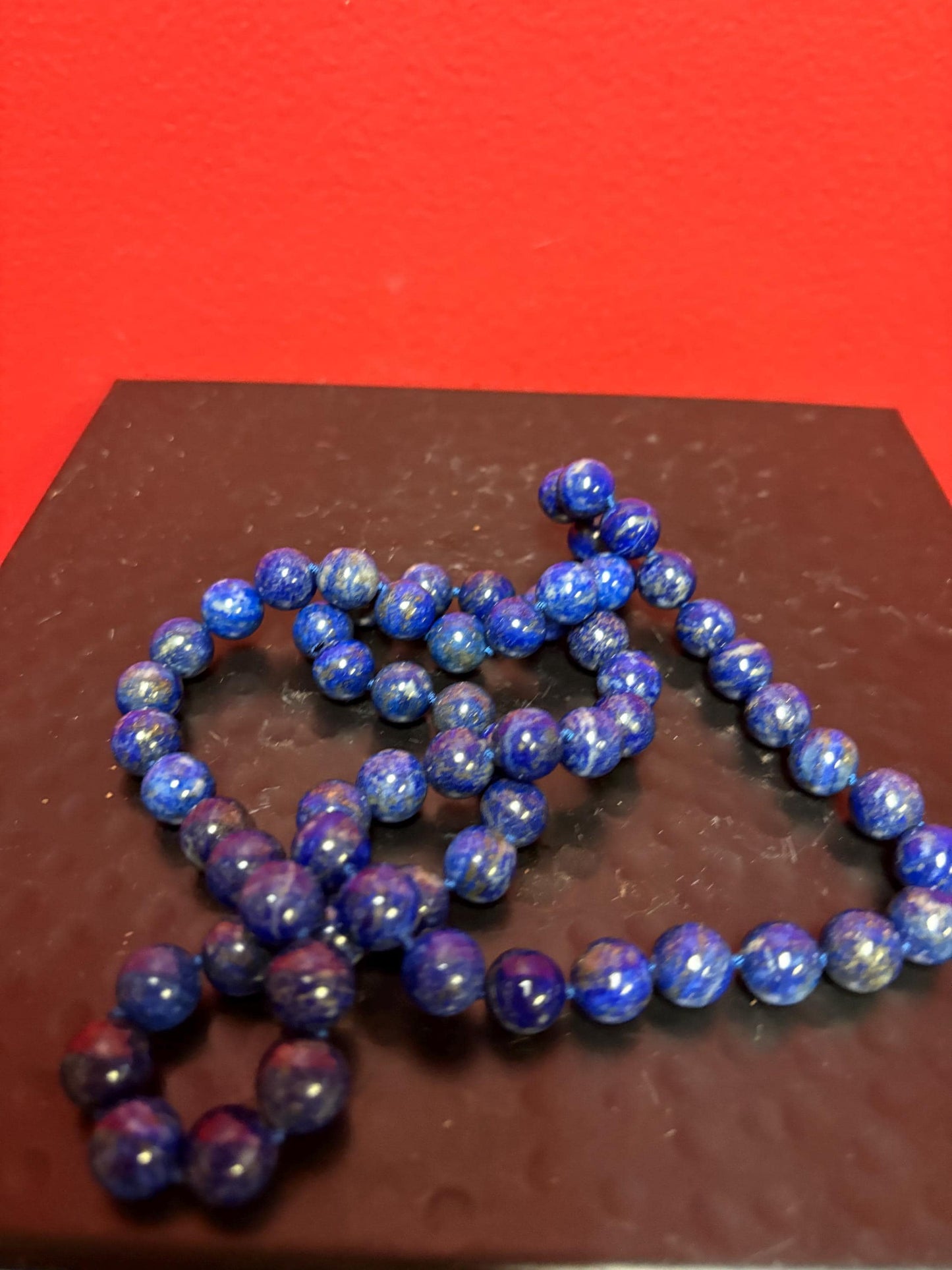 Amazing lapis necklace wonderful colour and quality - great value approximately 26 inches long wow