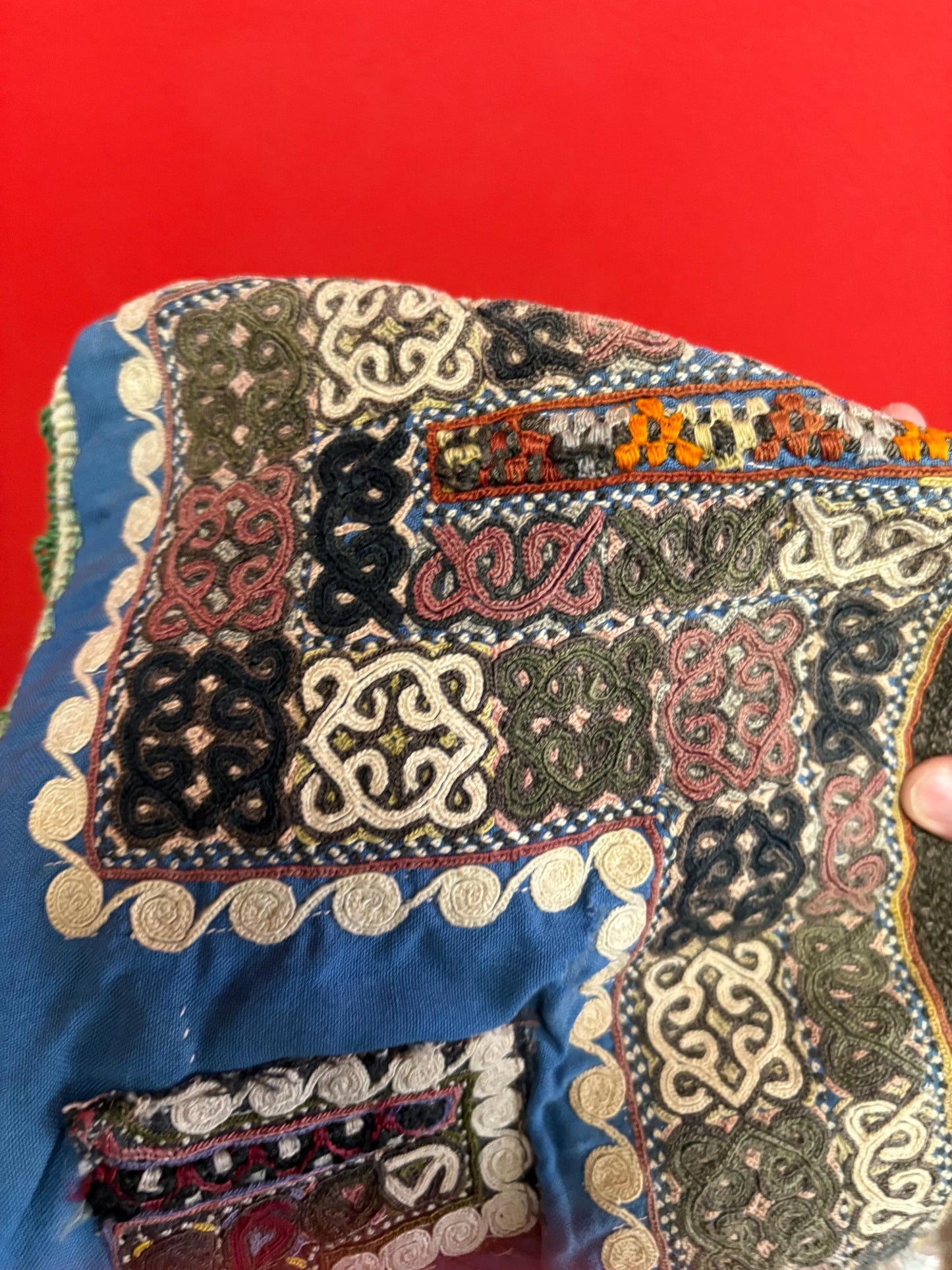 Beautiful antique  Indian or Nepalese  20x 14 inches fabric bag pretty good condition see photos  unique piece