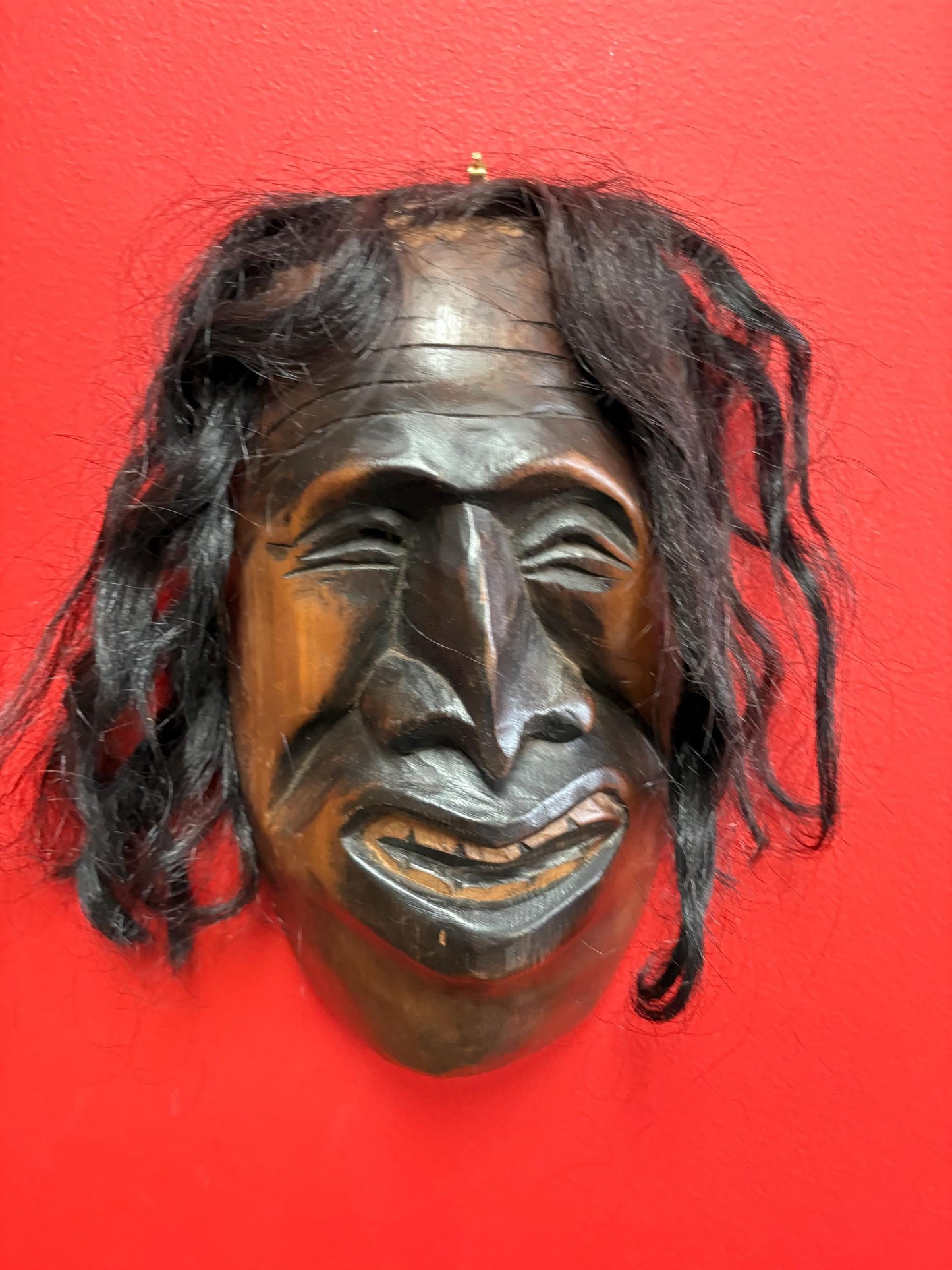 Beautiful traditional indigenous, first nations north West Coast mask  13 x 7 1/2 without hair  Howard Williams 1968  unique piece