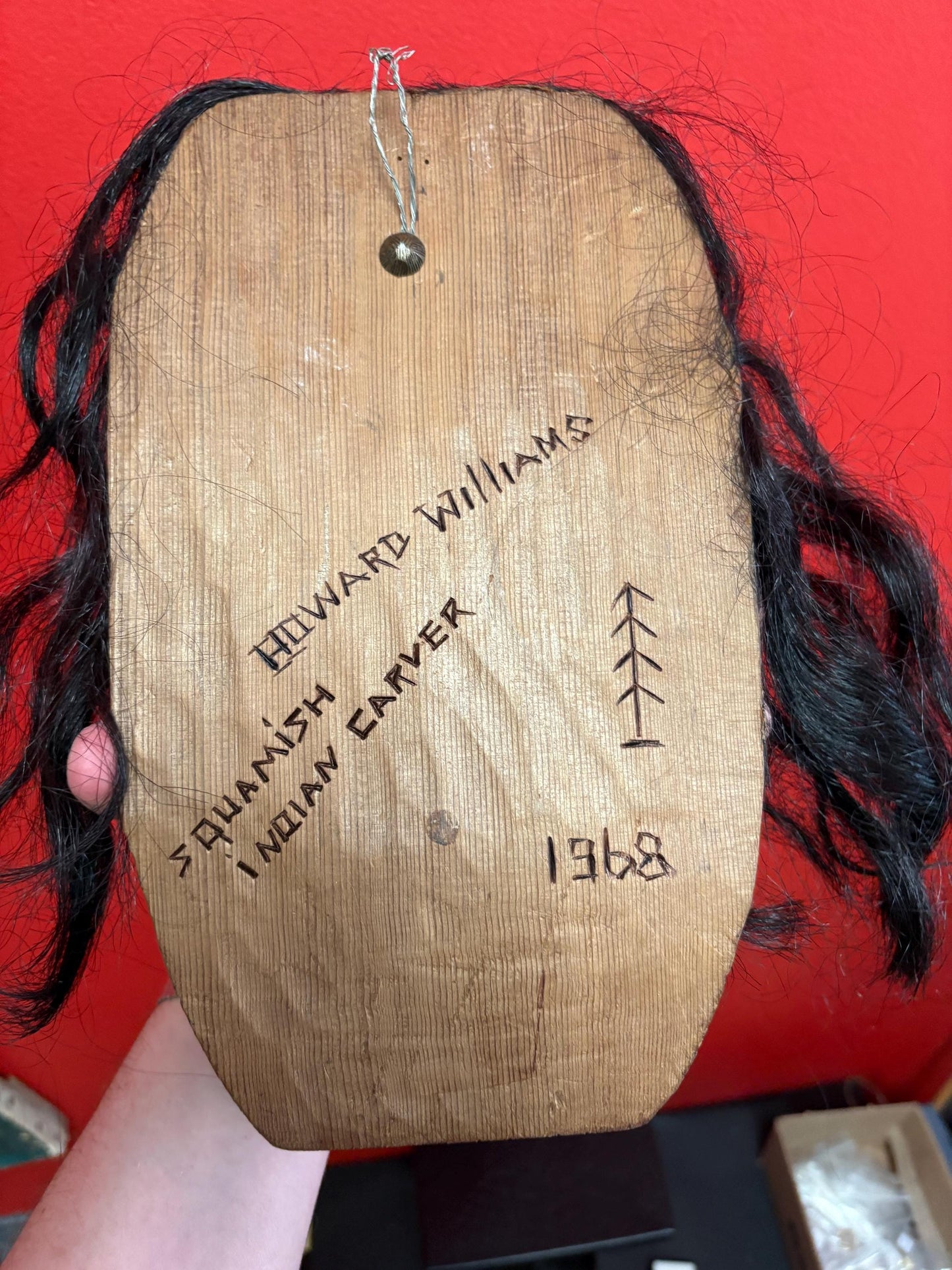 Beautiful traditional indigenous, first nations north West Coast mask  13 x 7 1/2 without hair  Howard Williams 1968  unique piece