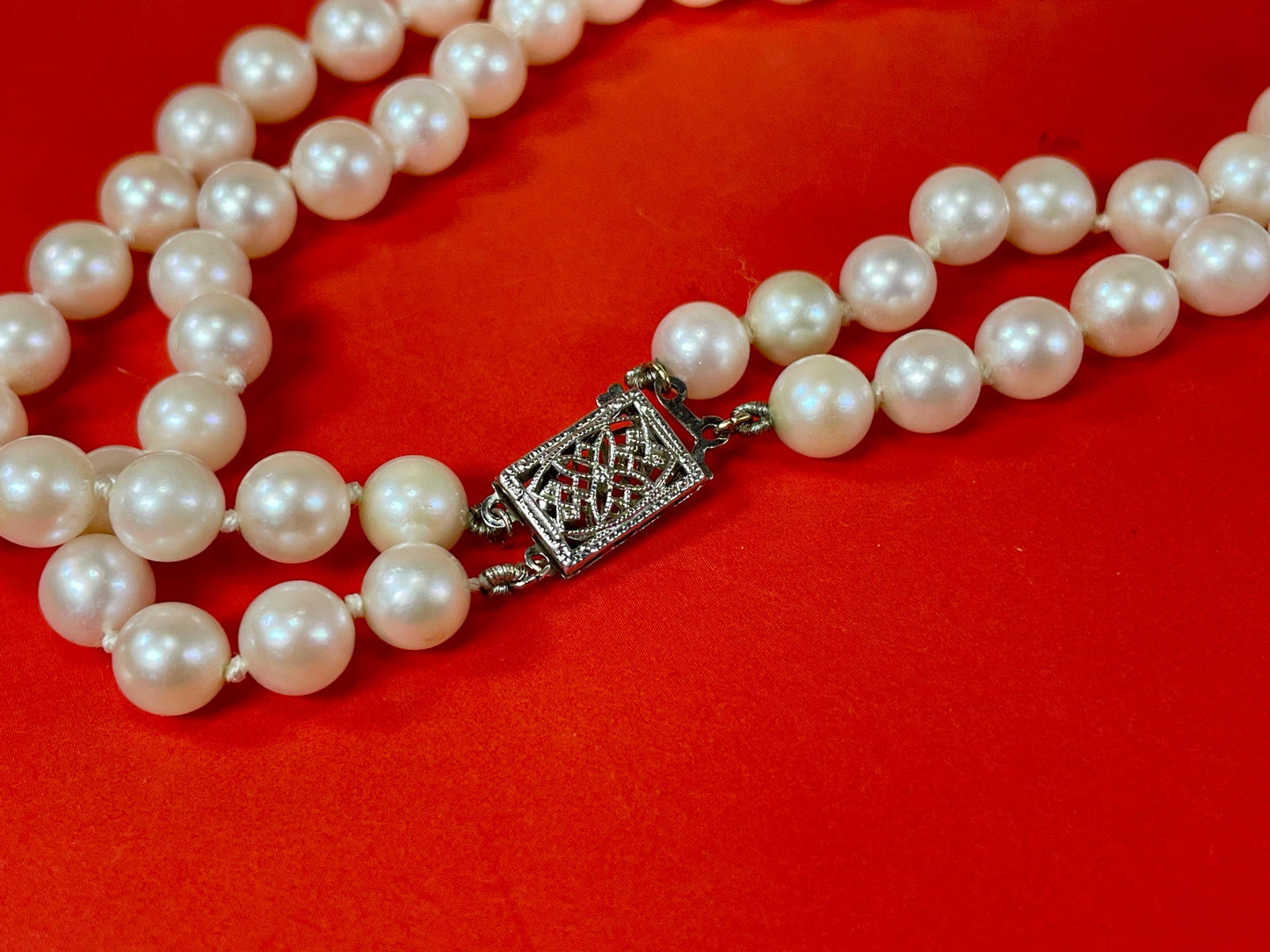 Double String Quality Pearl Necklace great value perfect gift - B