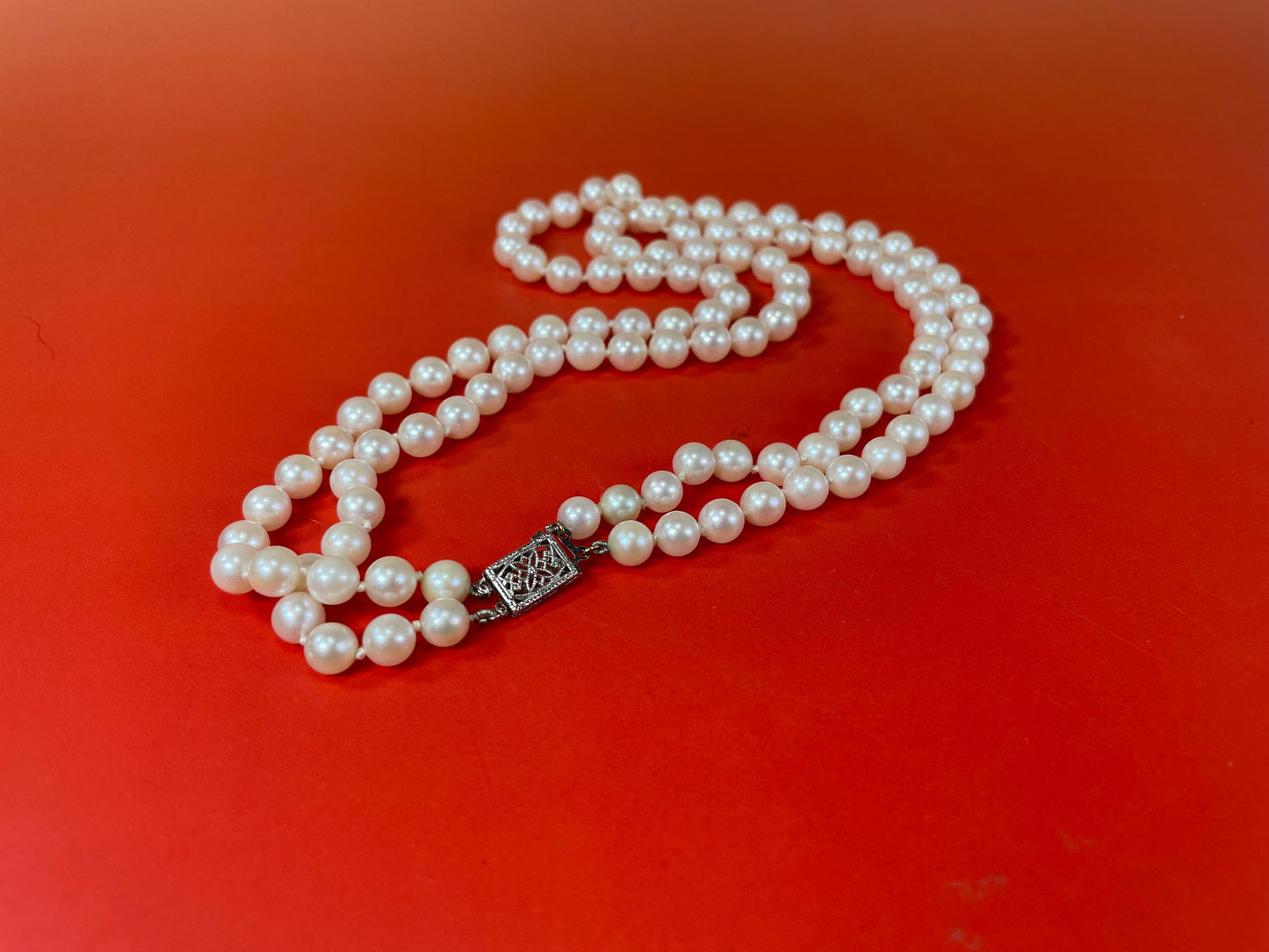 Double String Quality Pearl Necklace great value perfect gift - B