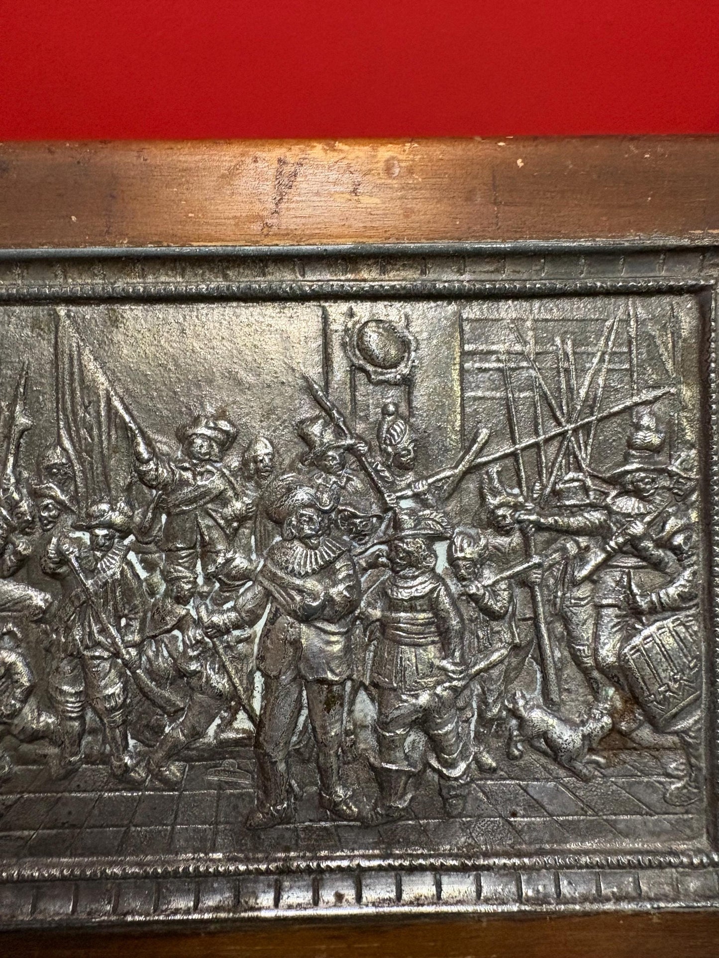 Antique European 800 silver and wood box Three Musketeers style scene- not perfect condition, but beautiful - 6 x 5 x 2 high