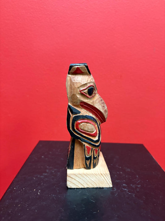 Lovely indigenous first nation pacific north West Coast 5 inch tall Thunderbird totem attributed to Bradley Joseph Junior  great value