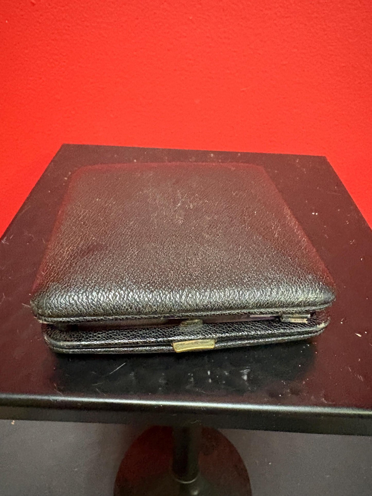 Beautiful antique English eight day watch in leather case  case as is  watch seems to work  final sale