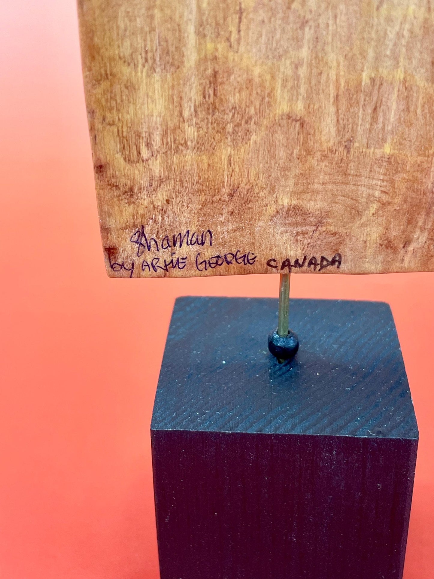 Lovely indigenous first Nations Pacific northwest Coast Artie George Shaman mask on stand total 5 inches Lovely detail and quality