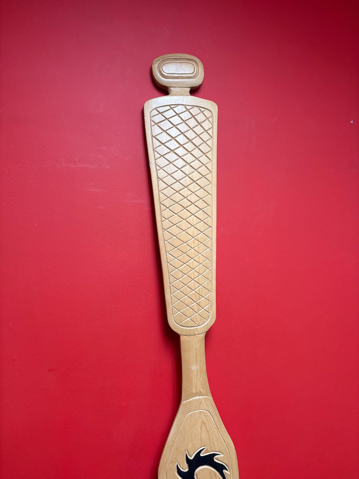 Stunning 54 x 7 indigenous first nations Pacific Northwest Coast Cedar Wolf paddle by Narcisse Baptiste great artist amazing imagery