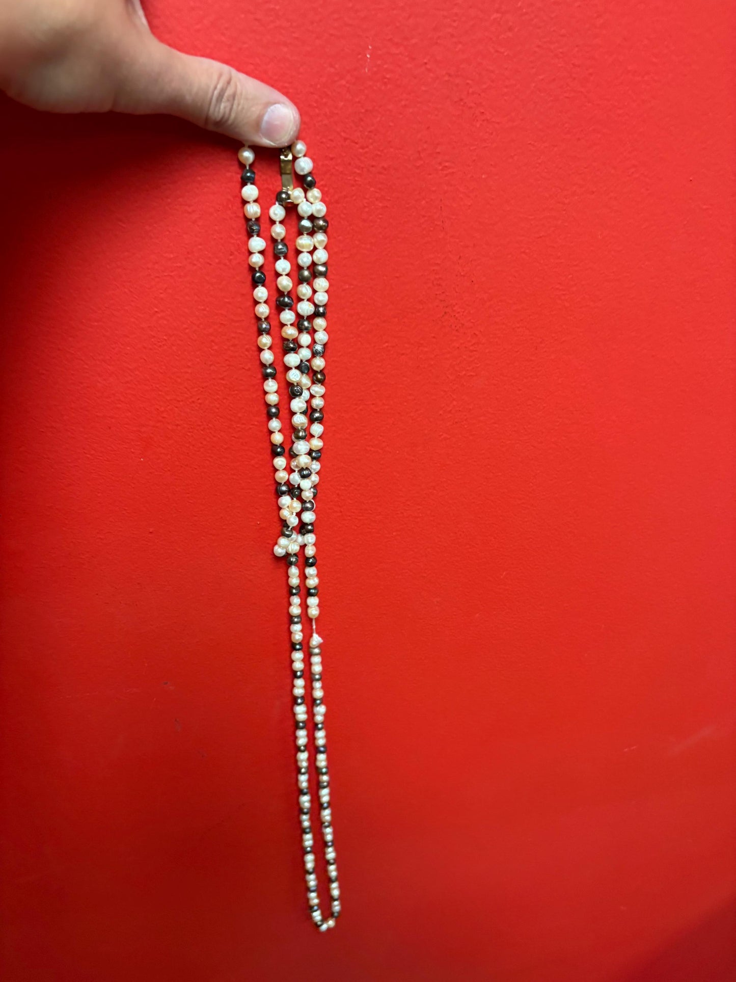 Lovely 66 inch multi coloured pearl necklace multi strand -B-