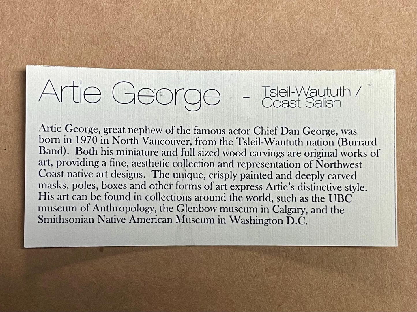 Lovely indigenous first Nations Pacific northwest Coast Artie George Shaman mask on stand  total 5 inches  Lovely detail and quality