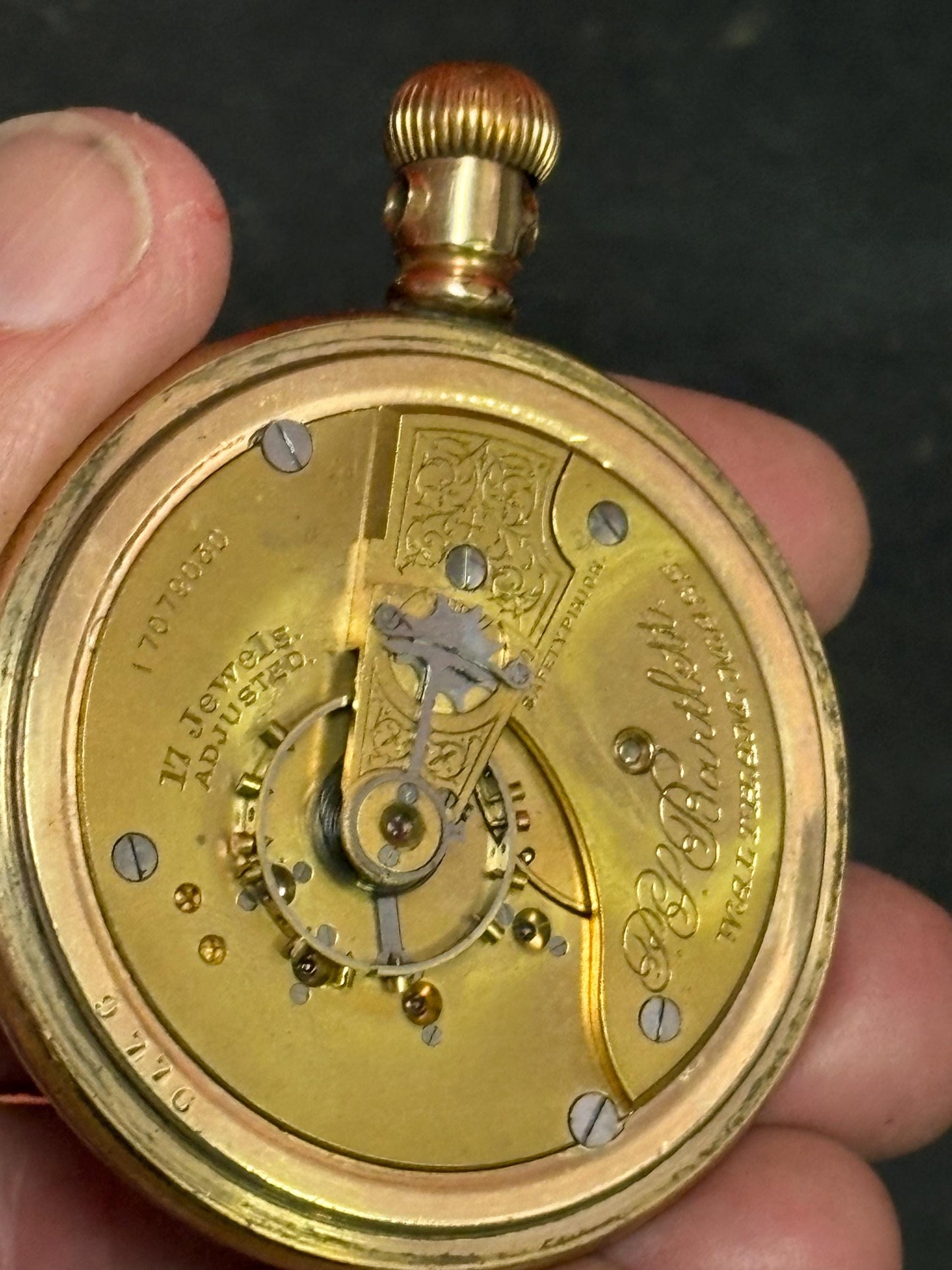 Beautiful 3 inch gold filled Waltham pocket watch antique beauty needs work sold as is wow