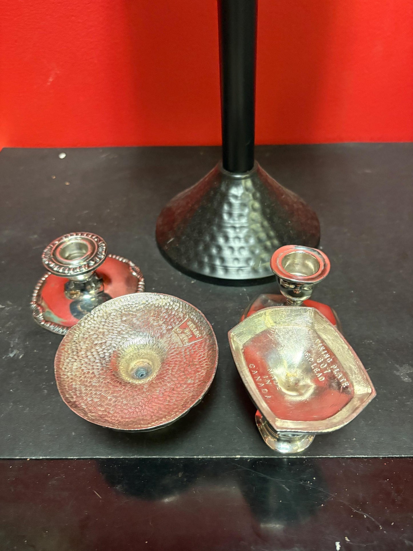 Beautiful lot of silver plated candlesticks  ready to use or  gift  5 pieces