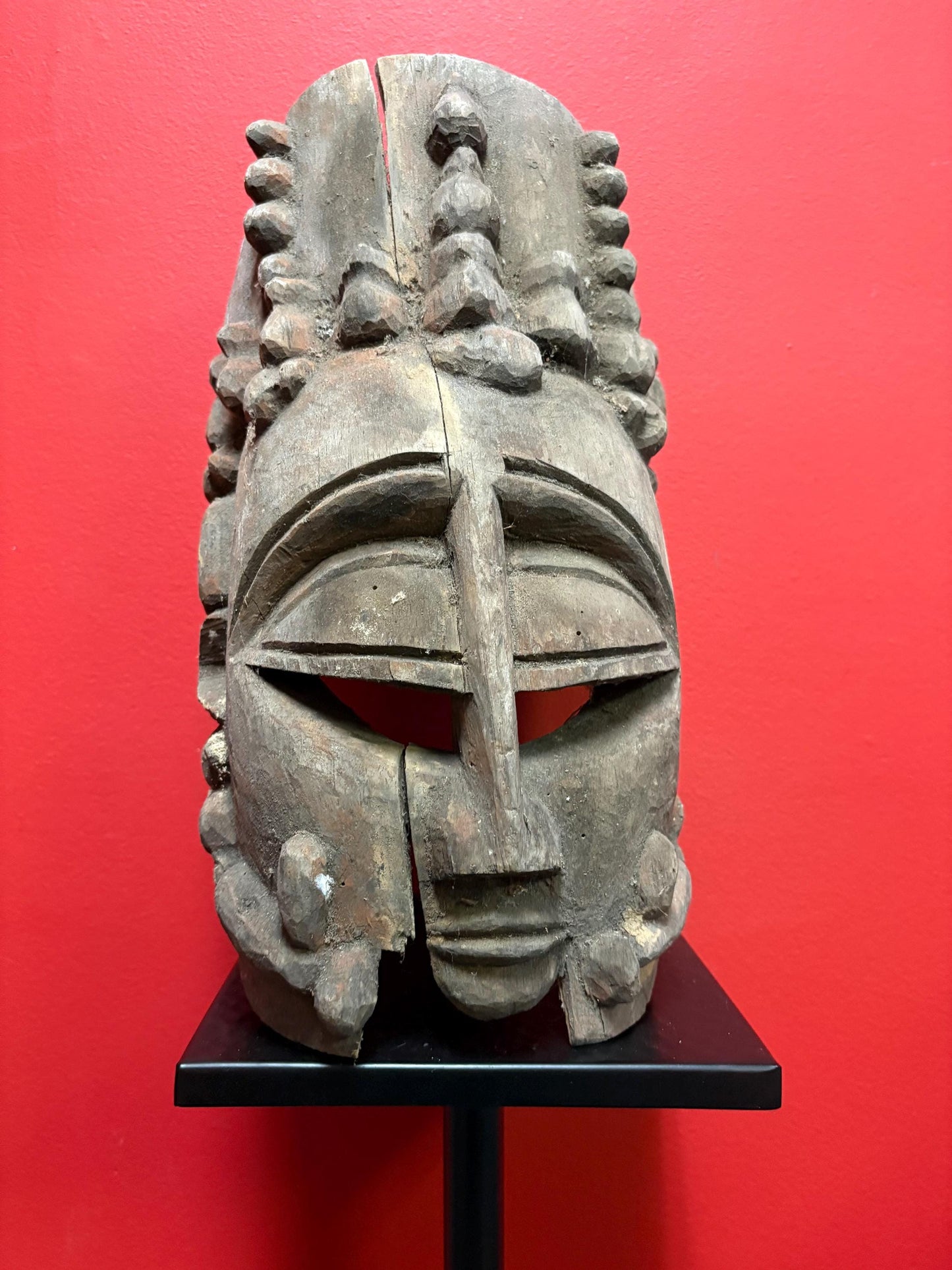 Early antique African mask some damage and 13 inches long seems ceremonial and very cool