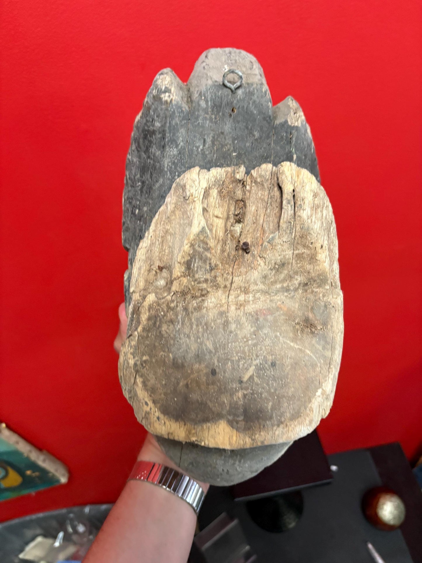 Very early antique African 13 inch polychrome painted mask - tribal beauty wow