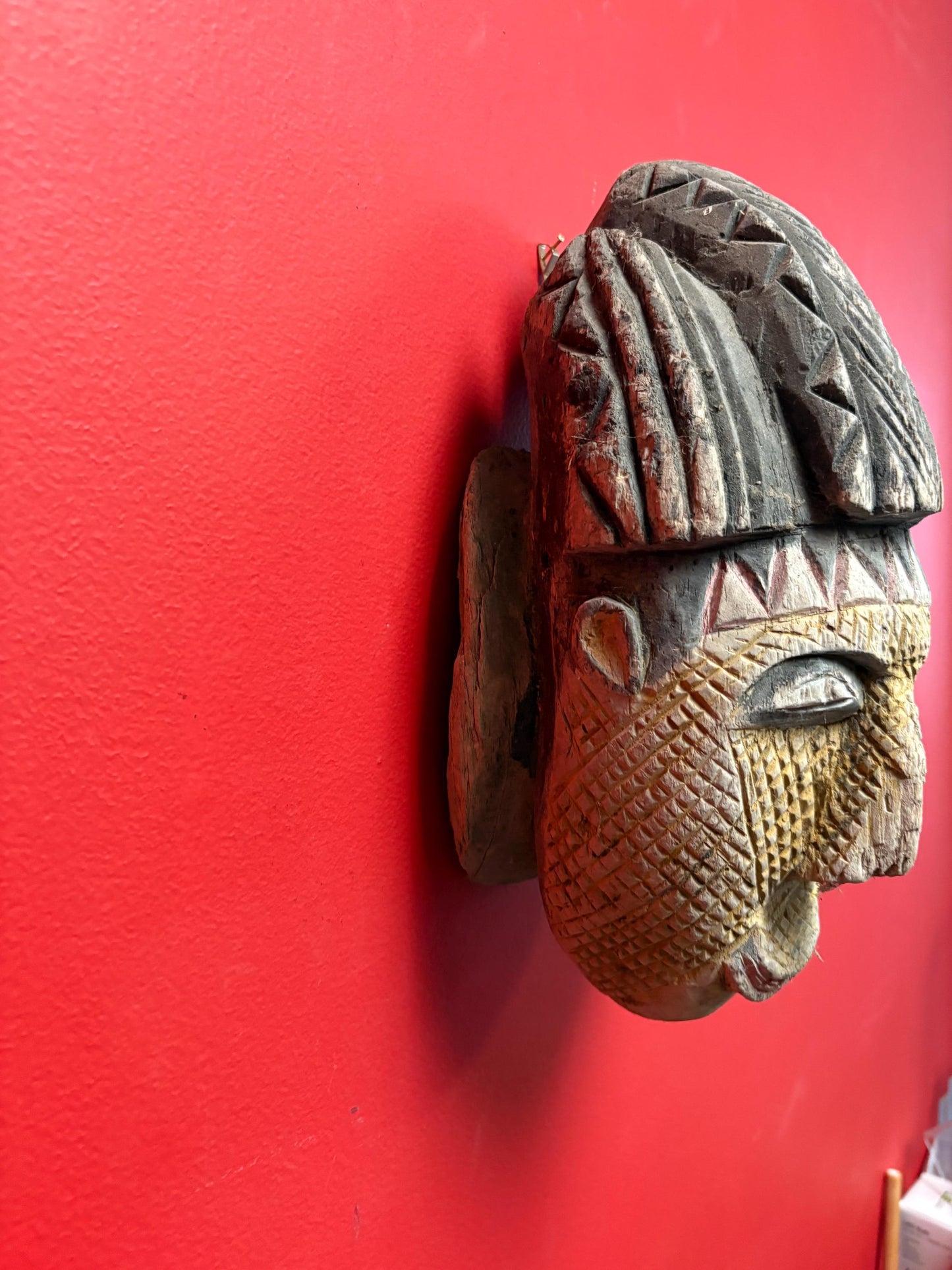 Very early antique African 13 inch polychrome painted mask - tribal beauty wow
