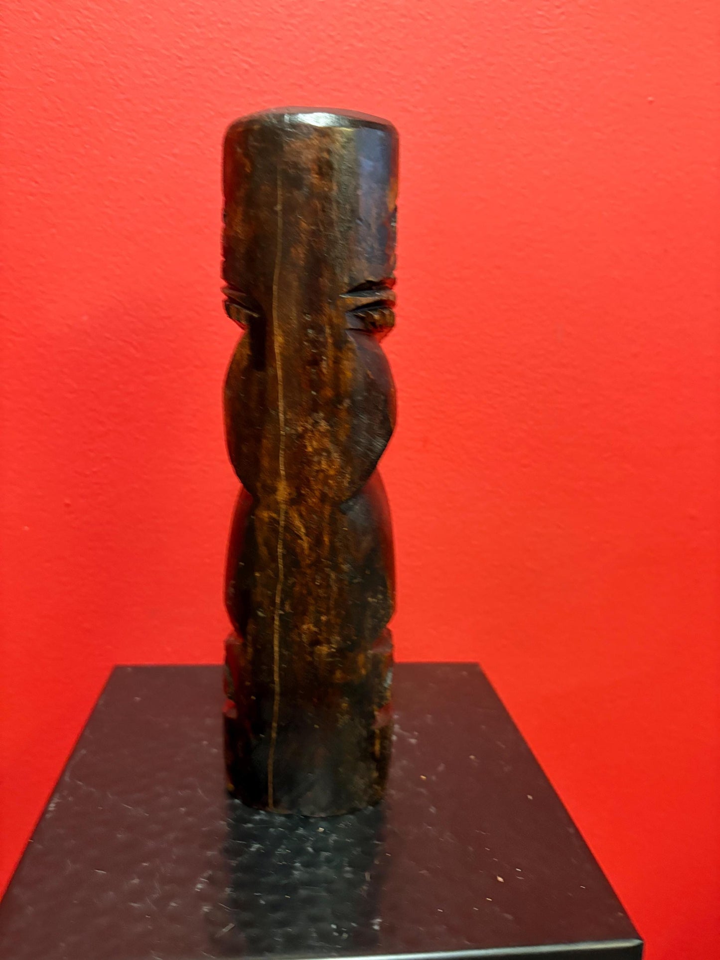 Pretty signed tiki wood statue 9.5 inches tall lots of character great gift