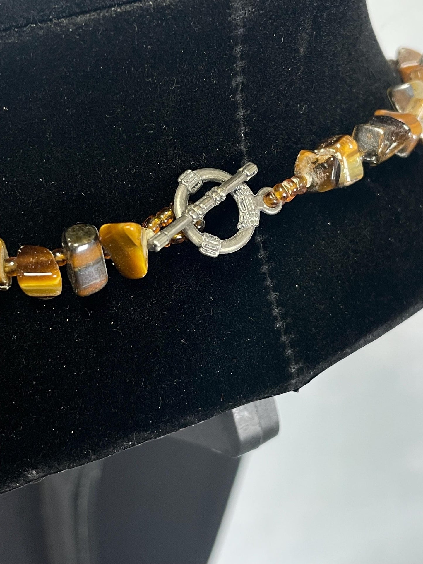 Amazing Tigers Eye Beaded Necklace and Large Pendant