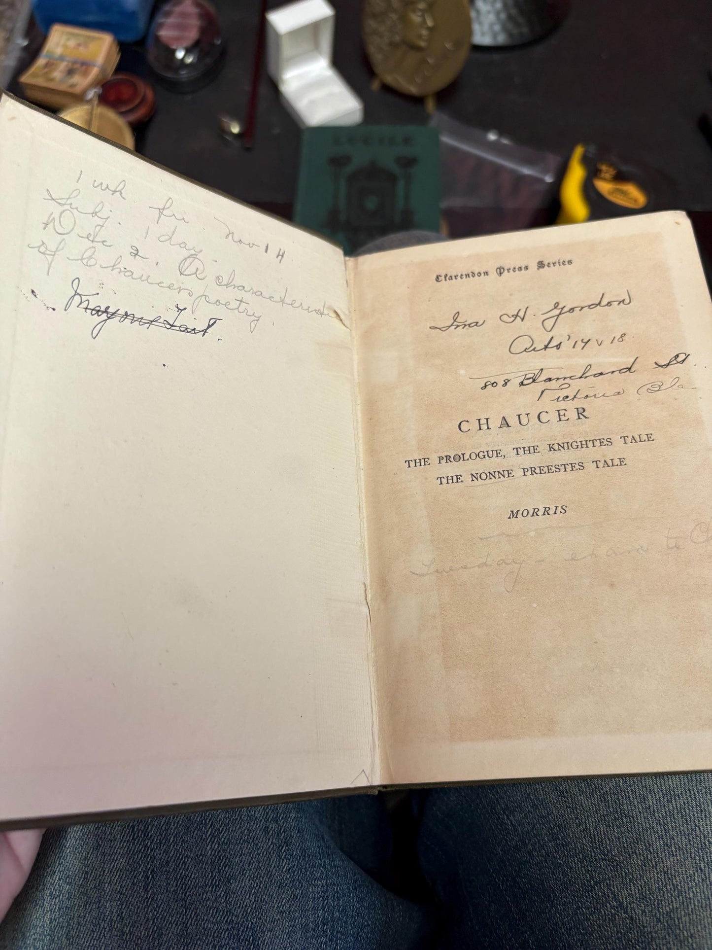 Beautiful antique copy of Chaucer prologue and Knights tale circa 1910 with pencil notes antique condition