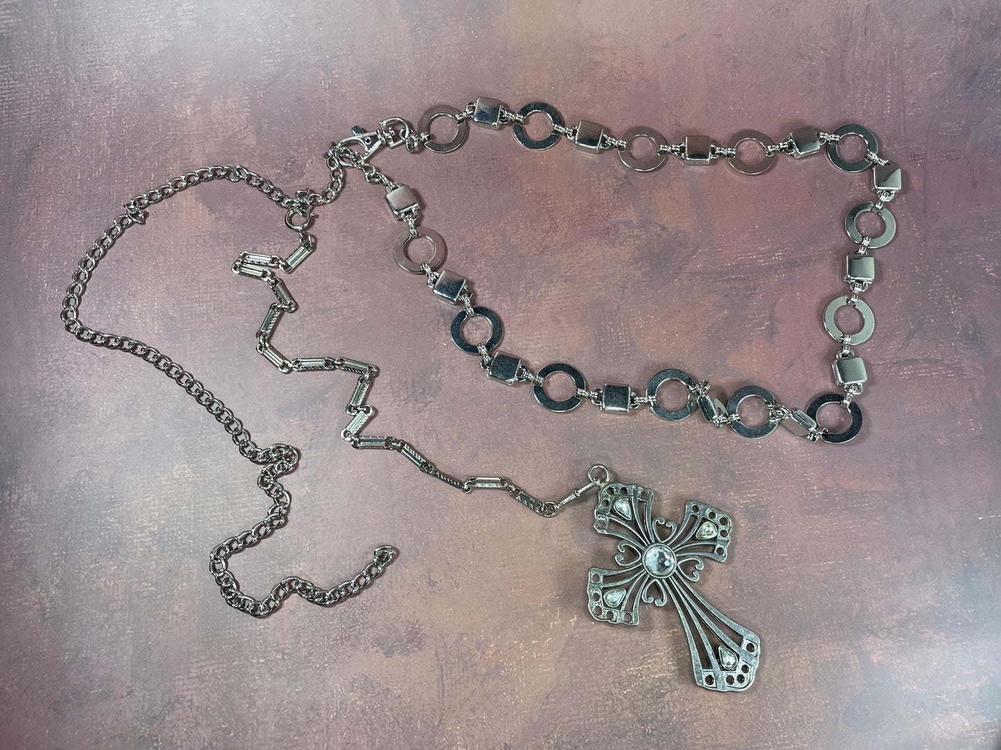 Waist Belt/Chain with Dangling Cross Pendant Pendant is Detachable