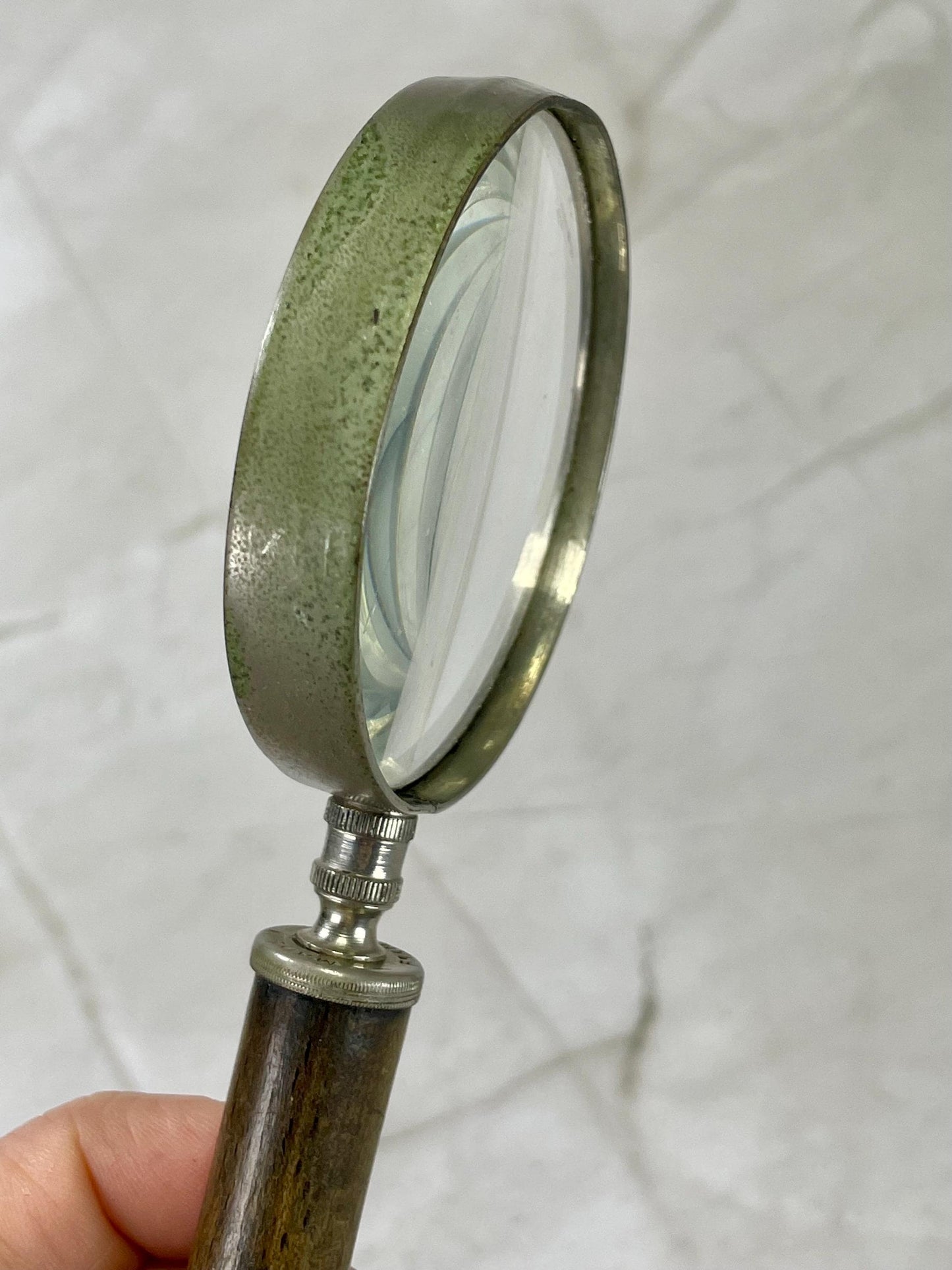 Antique 5.25 inch wood handled magnifying glass  Made in France