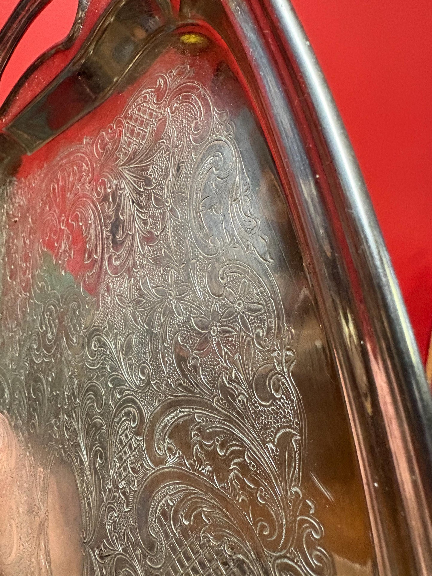 Beautiful antique English silver plated two handle tray - 16 x 11 wide lovely small size  great gift and great value