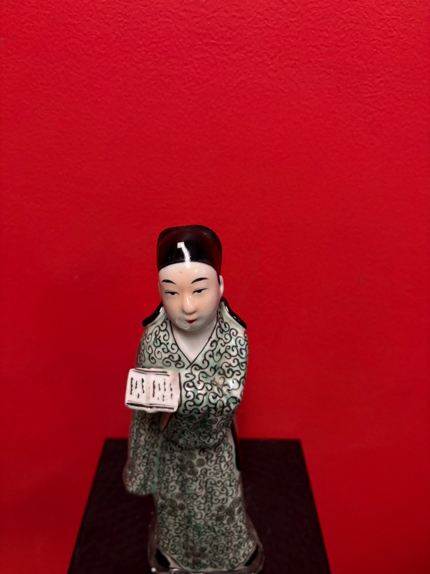 Very cool 10 inch Chinese porcelain statue great polychrome colours