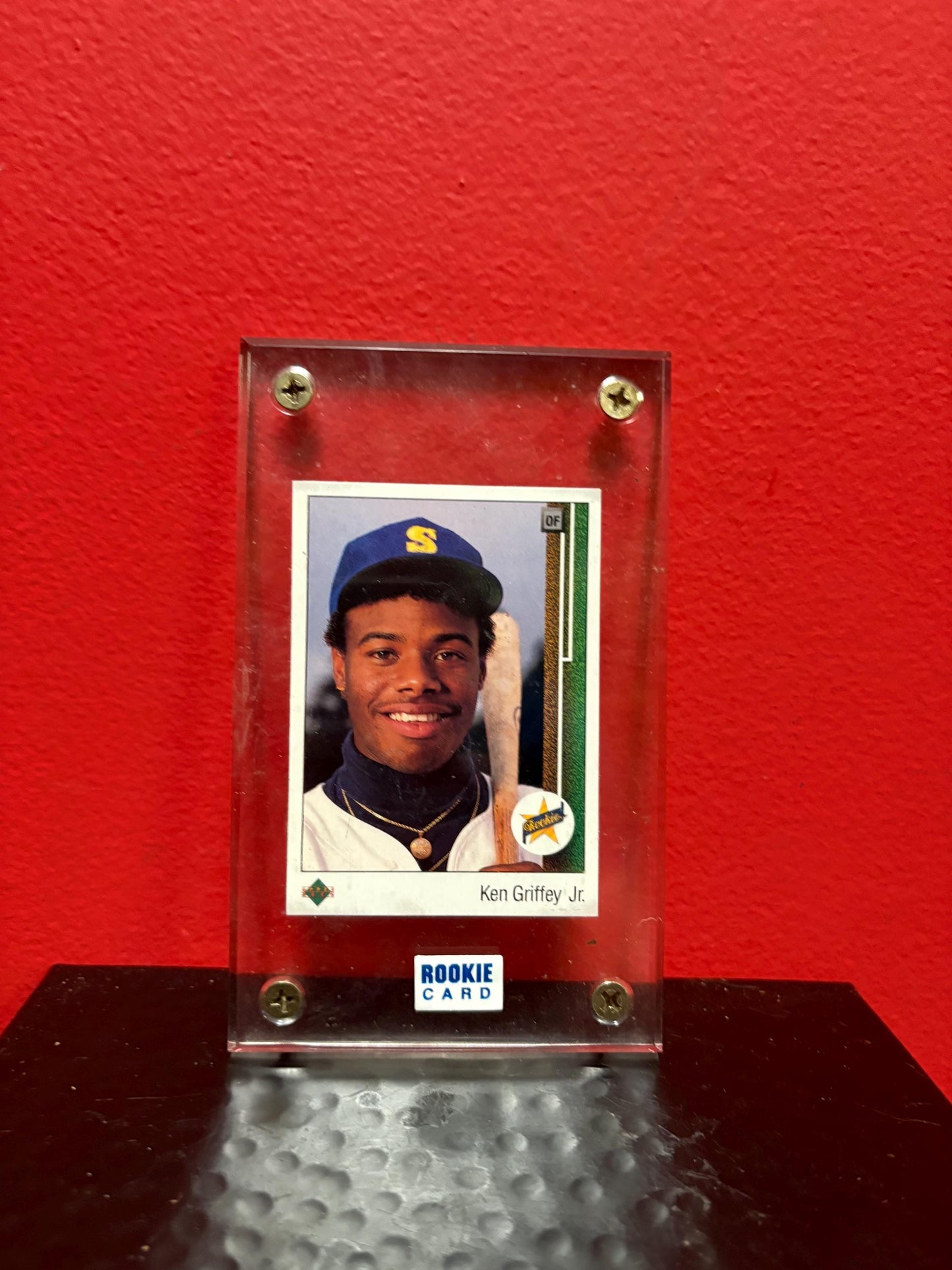 Very cool Ken Griffey Junior rookie card in plastic case in great condition baseball upper deck