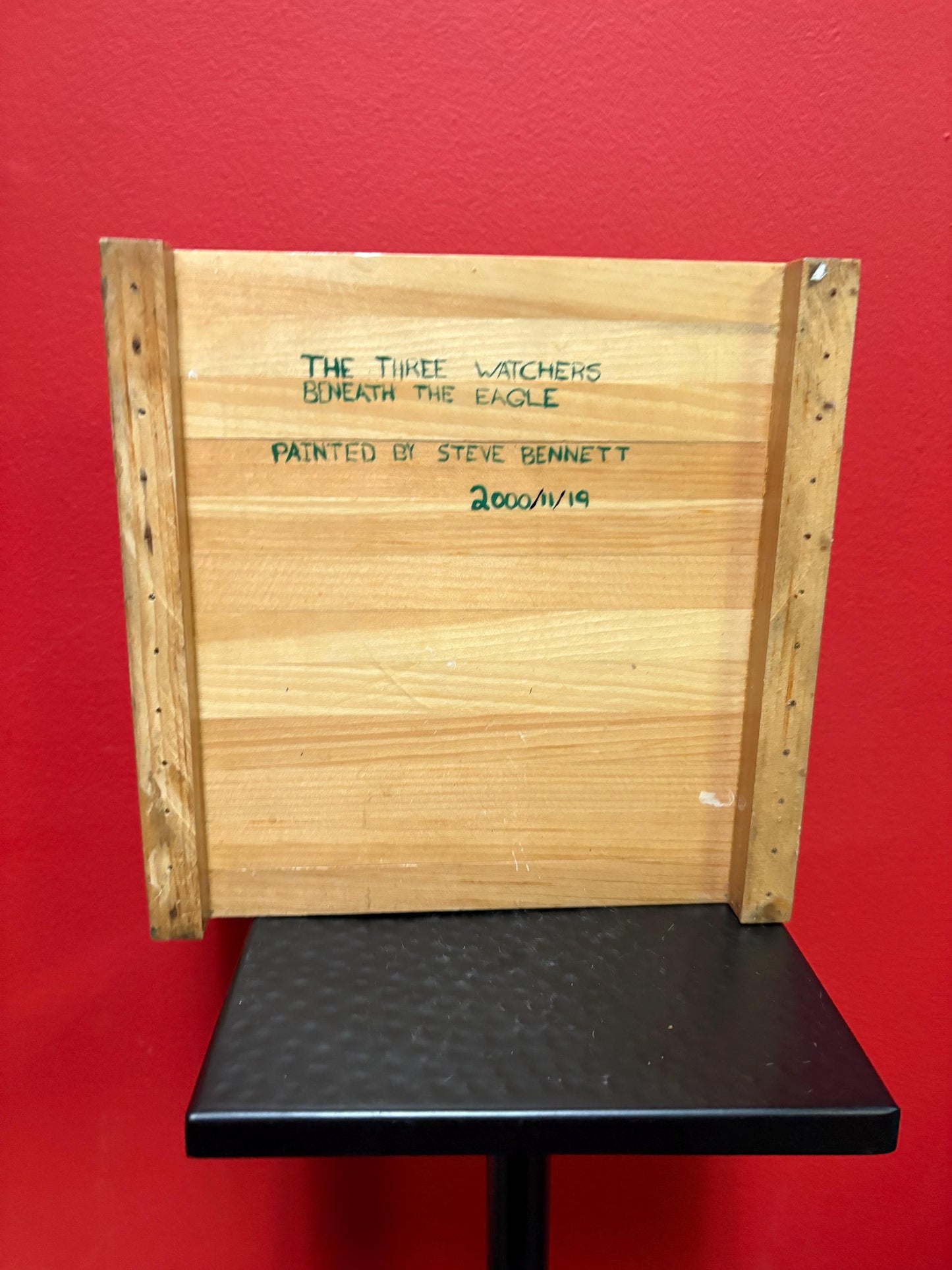 Indigenous signed First Nations Pacific Northwest Coast plaque 9 x 9 x 2 thick  great colours  needs a hanger