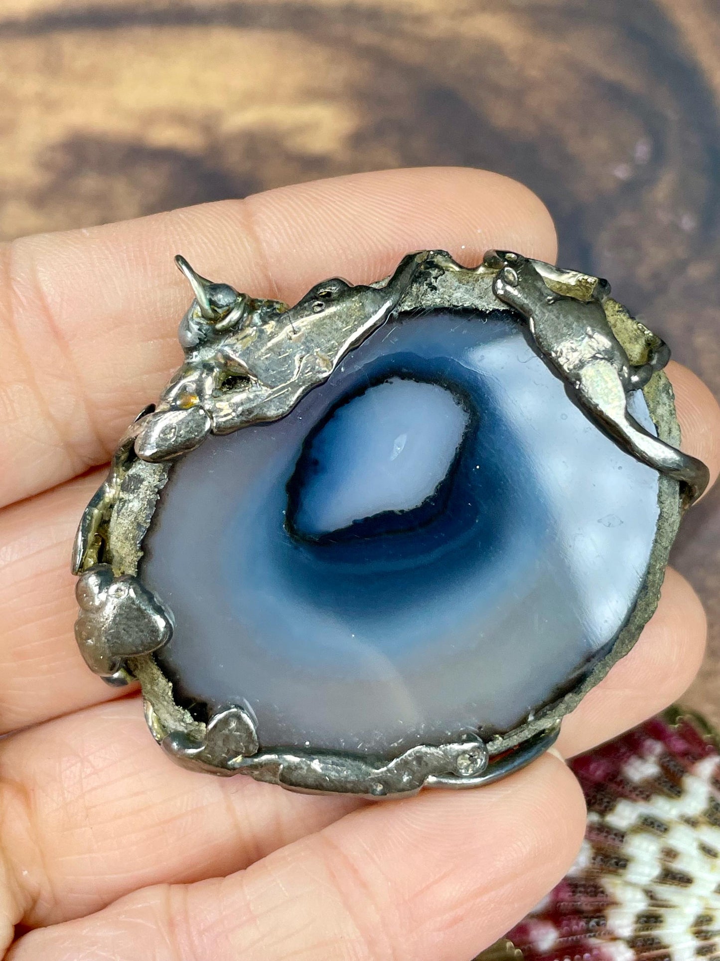 Mixed 7 Pendant Lot  Stone, Shell, Metal and Glass Accents