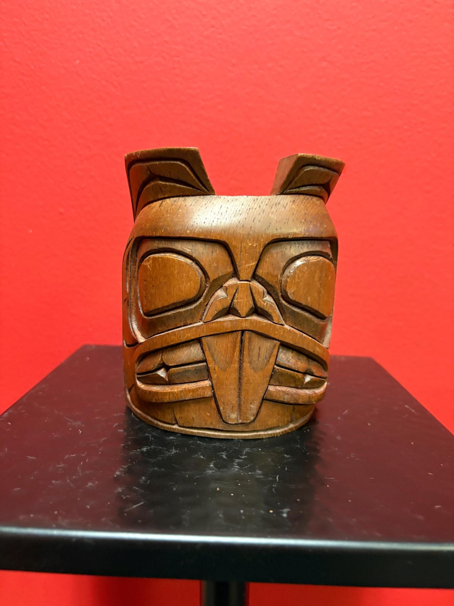 Small cedar beaver mask - indigenous first nations pacific north West Coast great detail -RS