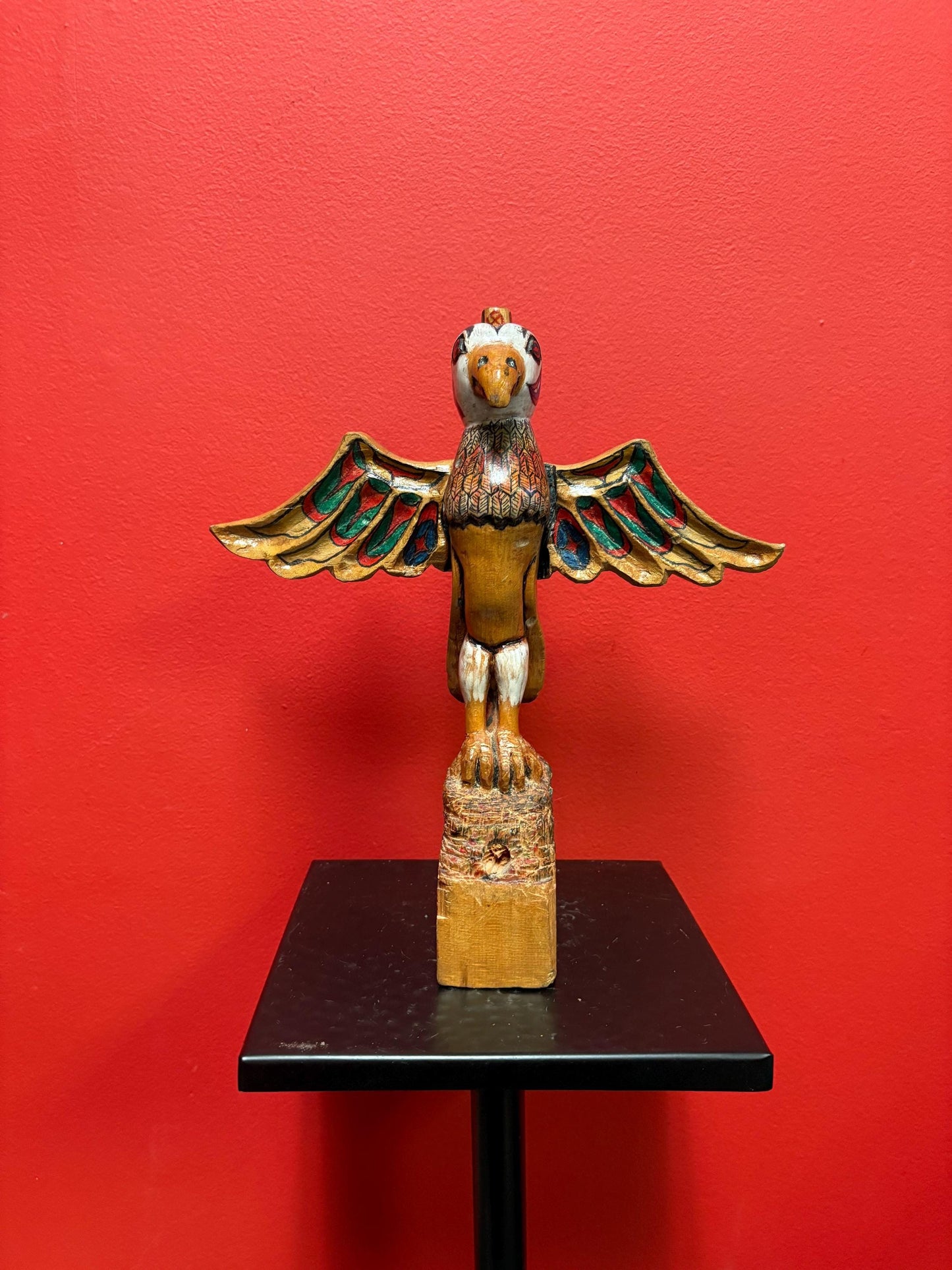 Fabulous older primitive indigenous first nations Pacific Northwest coast Eagle totem pole - 11 inches by 10 inches  rare and great value
