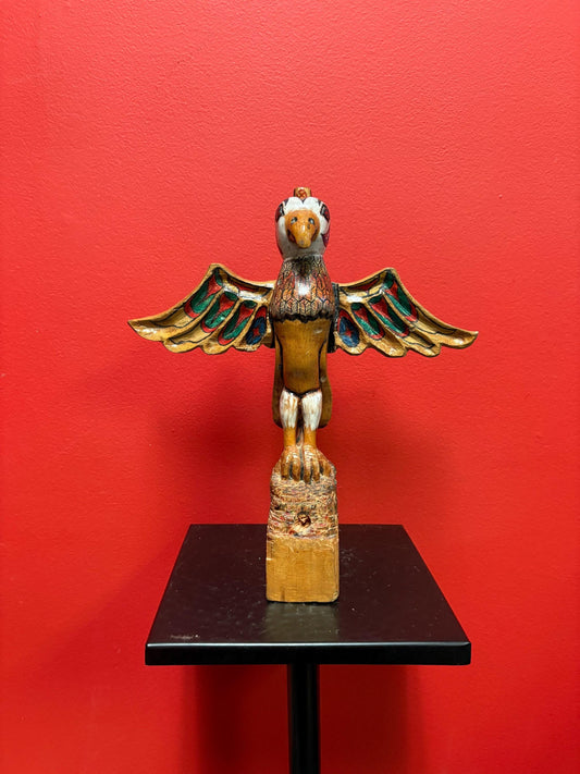 Fabulous older primitive indigenous first nations Pacific Northwest coast Eagle totem pole - 11 inches by 10 inches  rare and great value